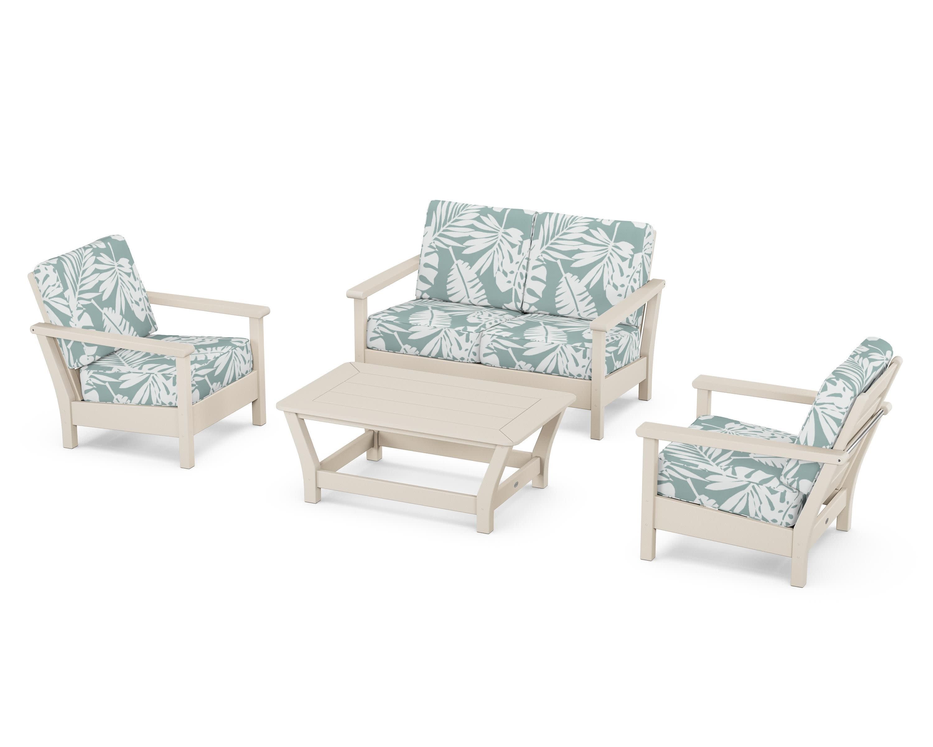 Harbour 4-Piece Deep Seating Set in Sand / Leaf Glacier Spa
