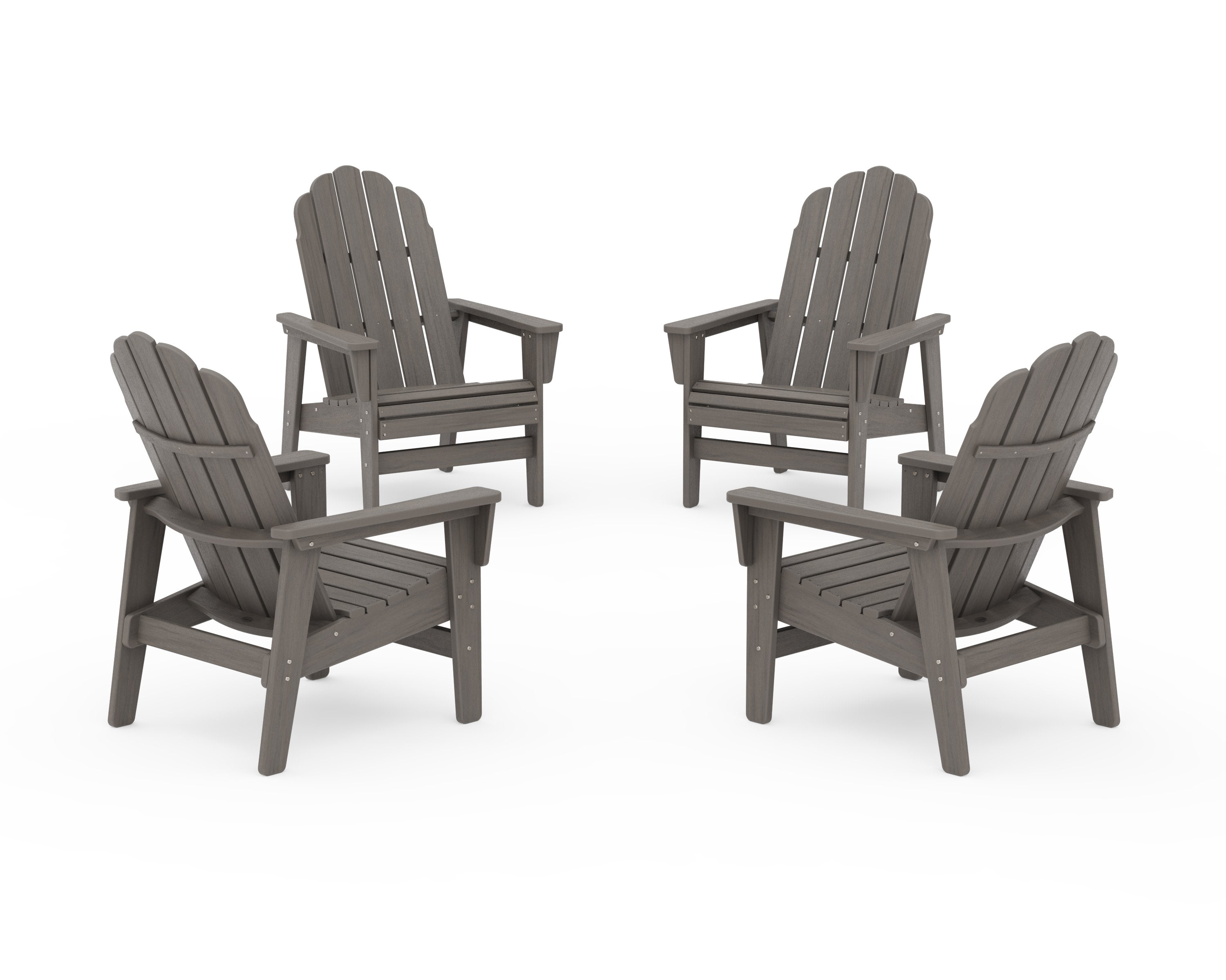 4-Piece Vineyard Grand Upright Adirondack Chair Conversation Set in Driftwood