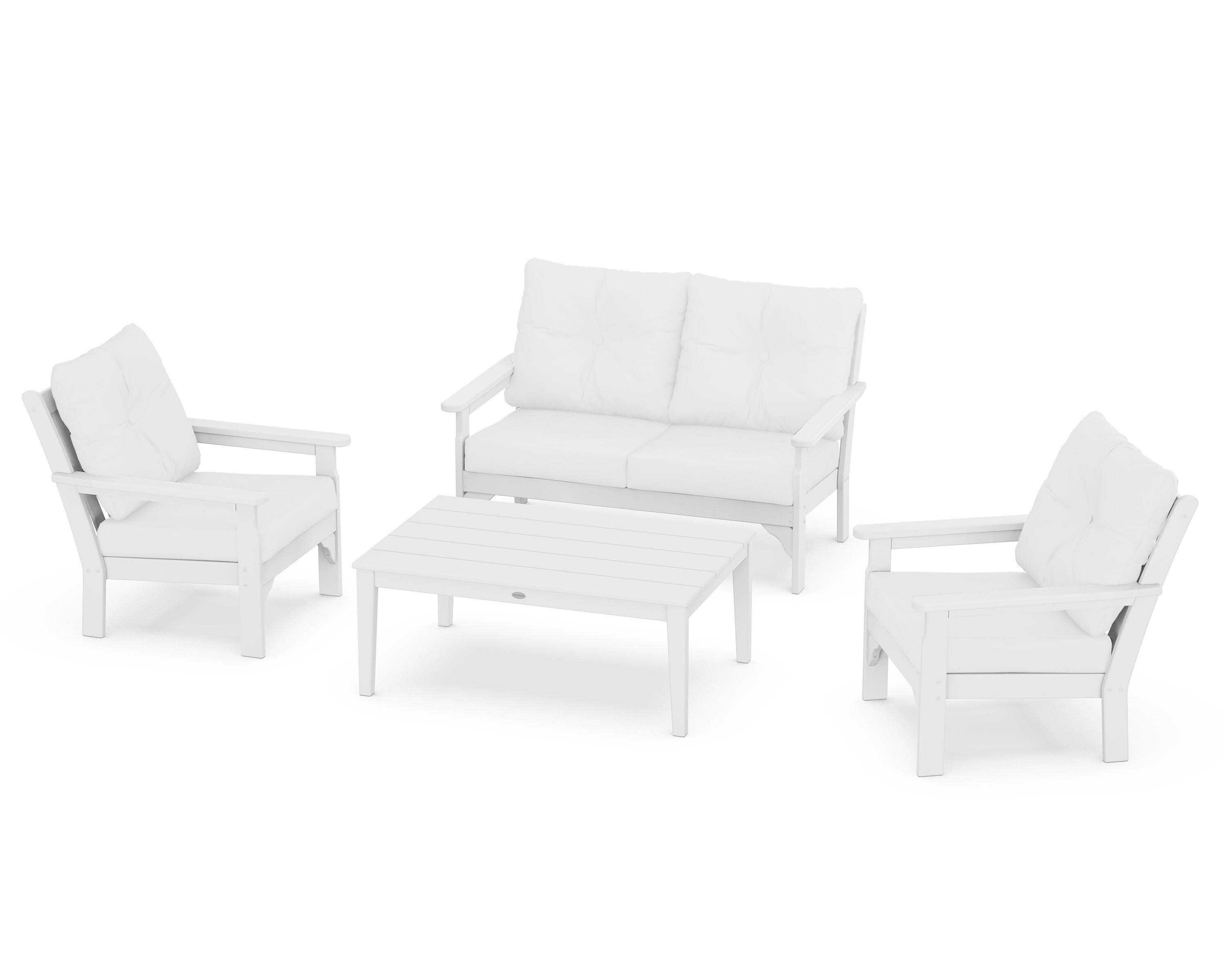 Vineyard 4-Piece Deep Seating Set in White / Natural
