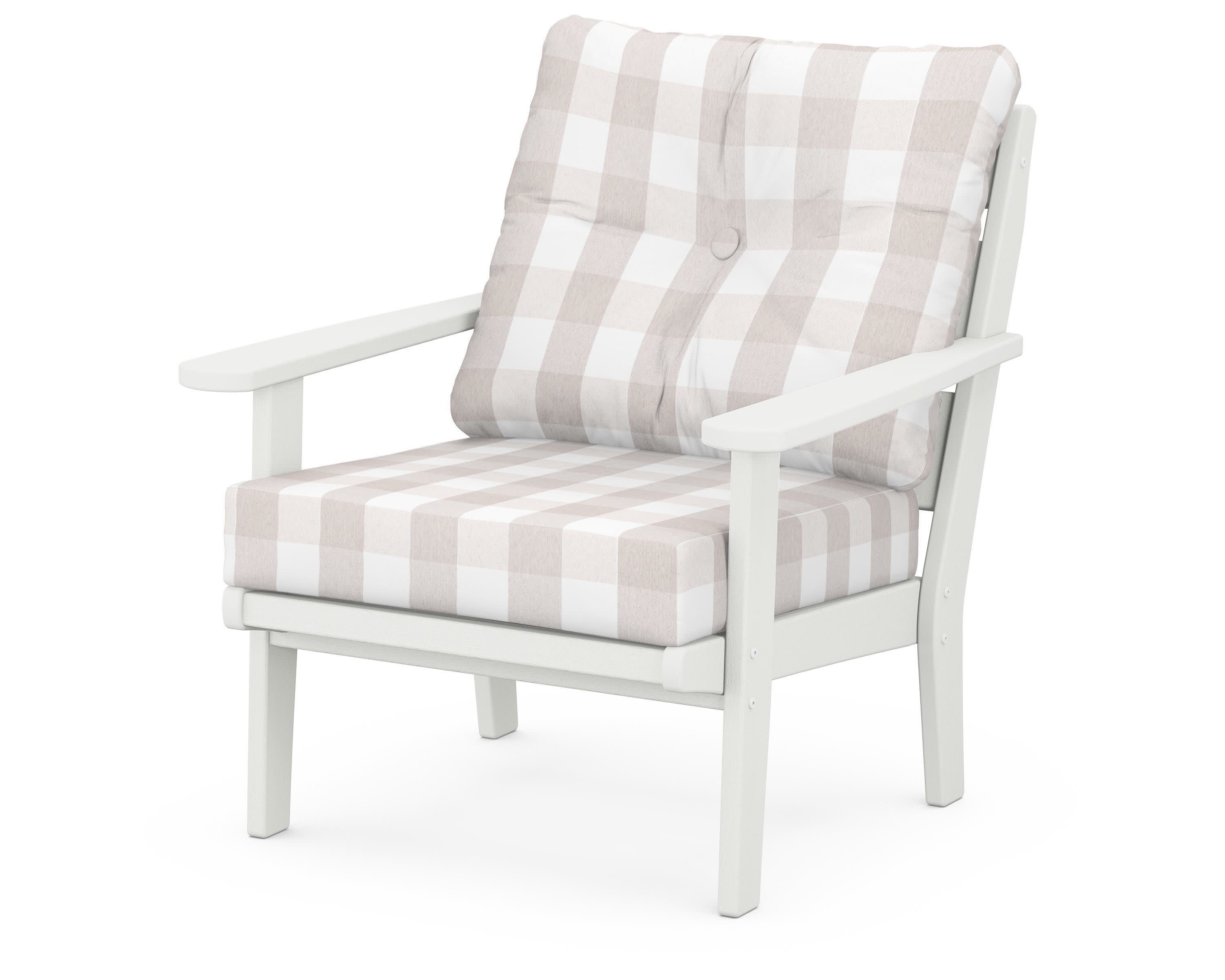 Lakeside Deep Seating Chair in Vintage White / Buffalo Plaid Dune Burlap