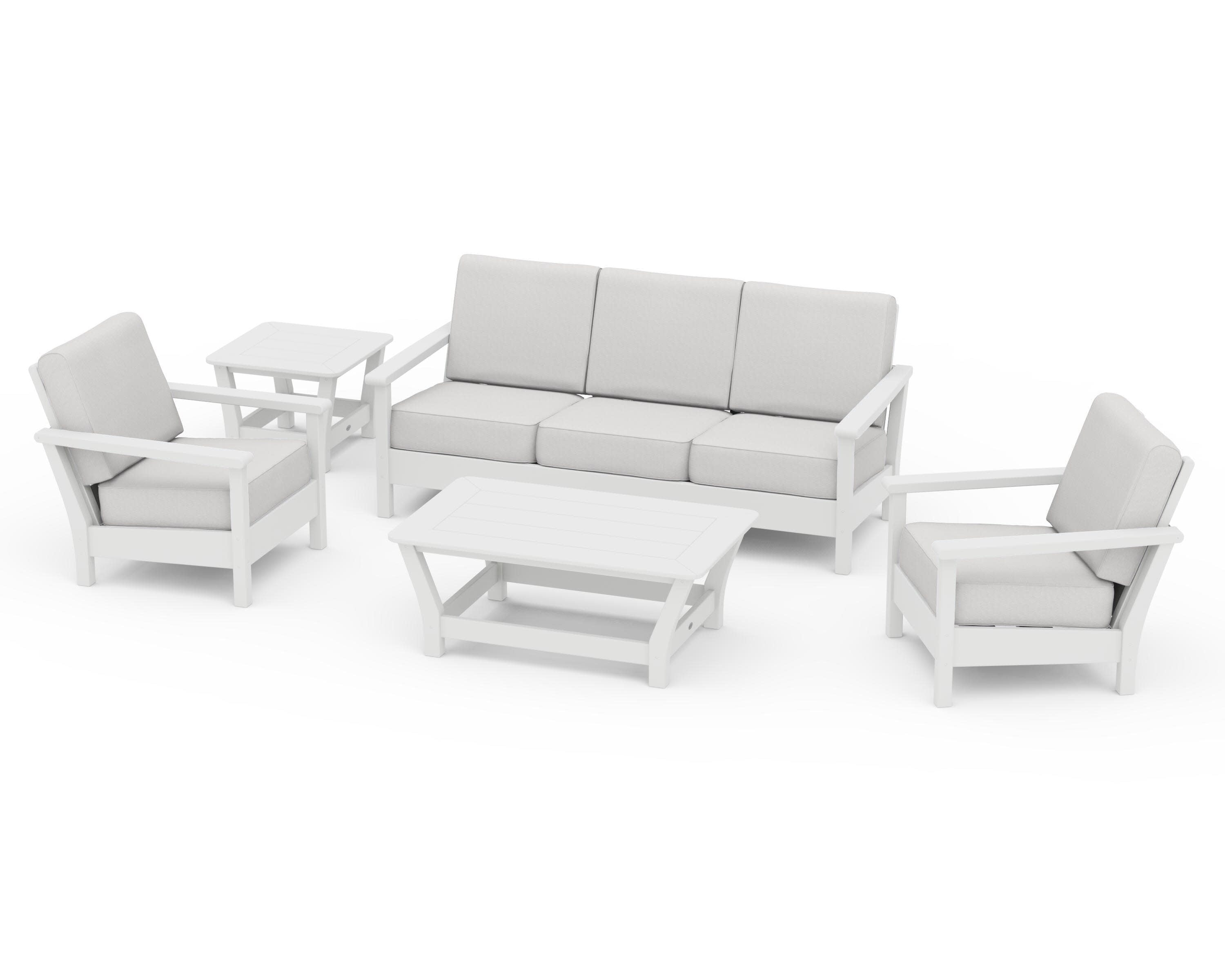 Harbour 5-Piece Deep Seating Set in White / Diamond in the Rough