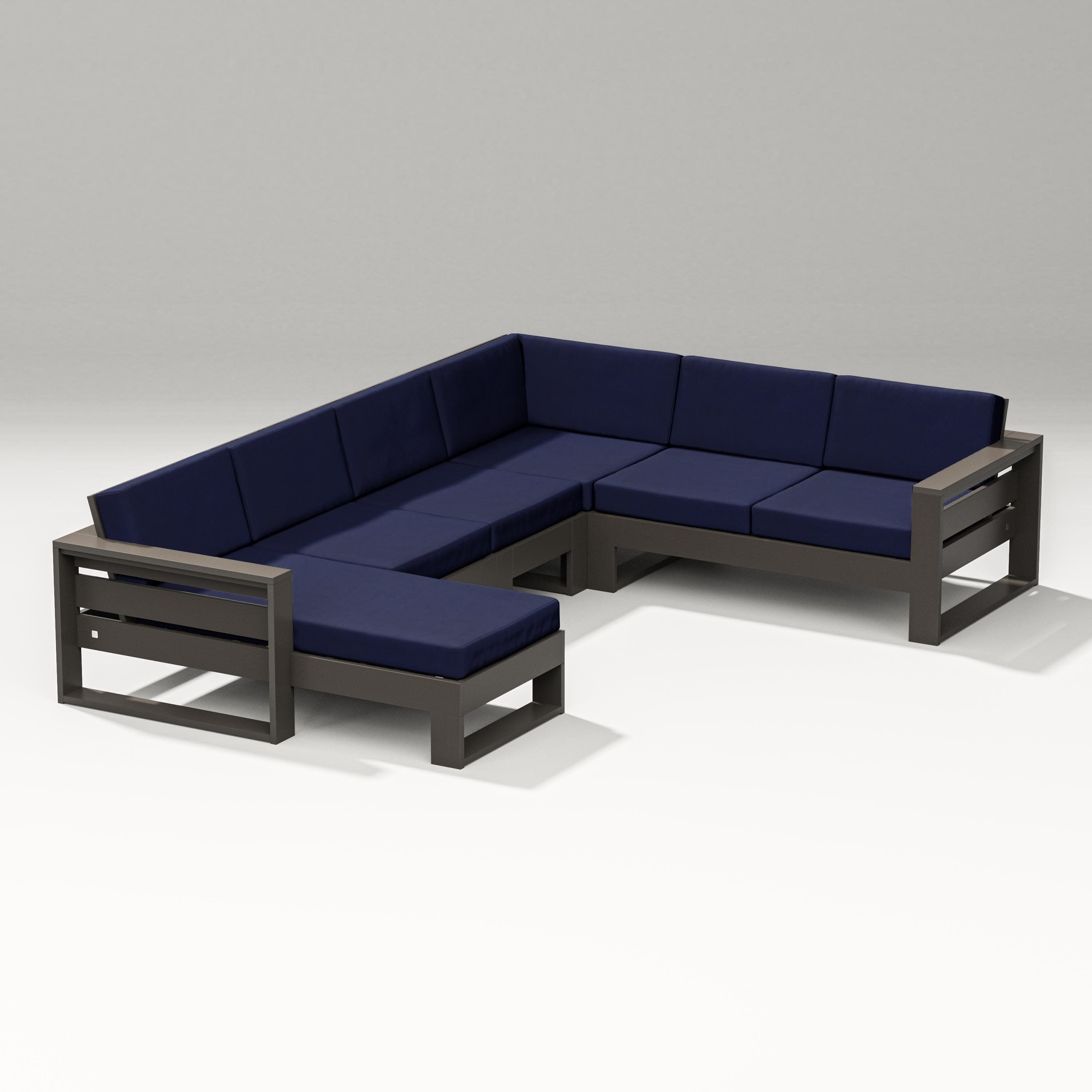 Latitude Corner Sectional with Left Chaise in Vintage Coffee / Navy