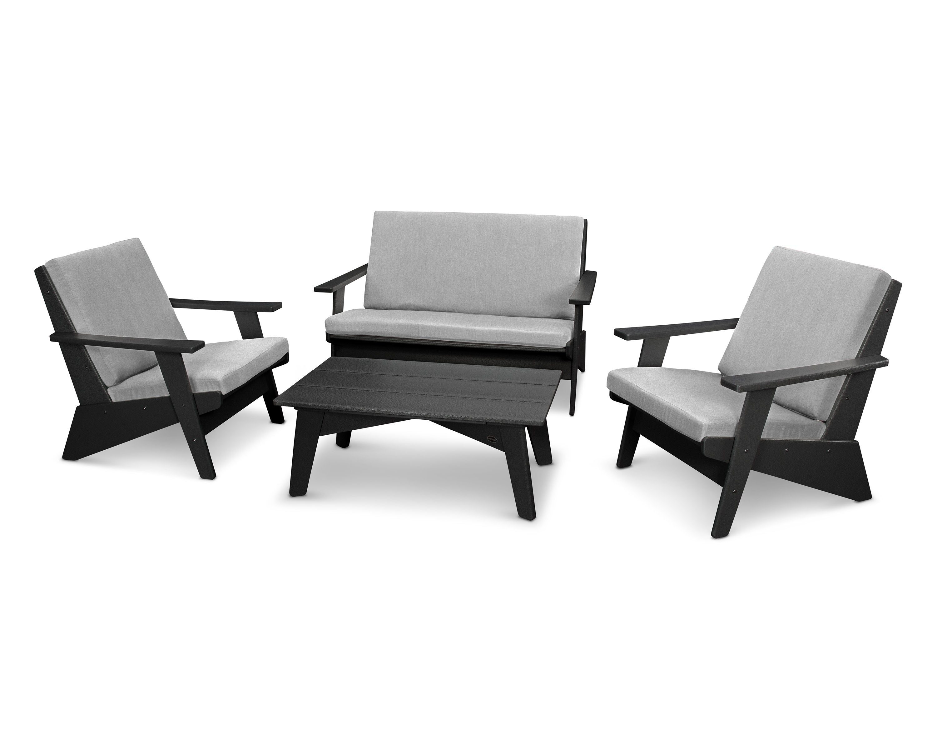 Riviera Modern Lounge 4-Piece Set in Black / Granite