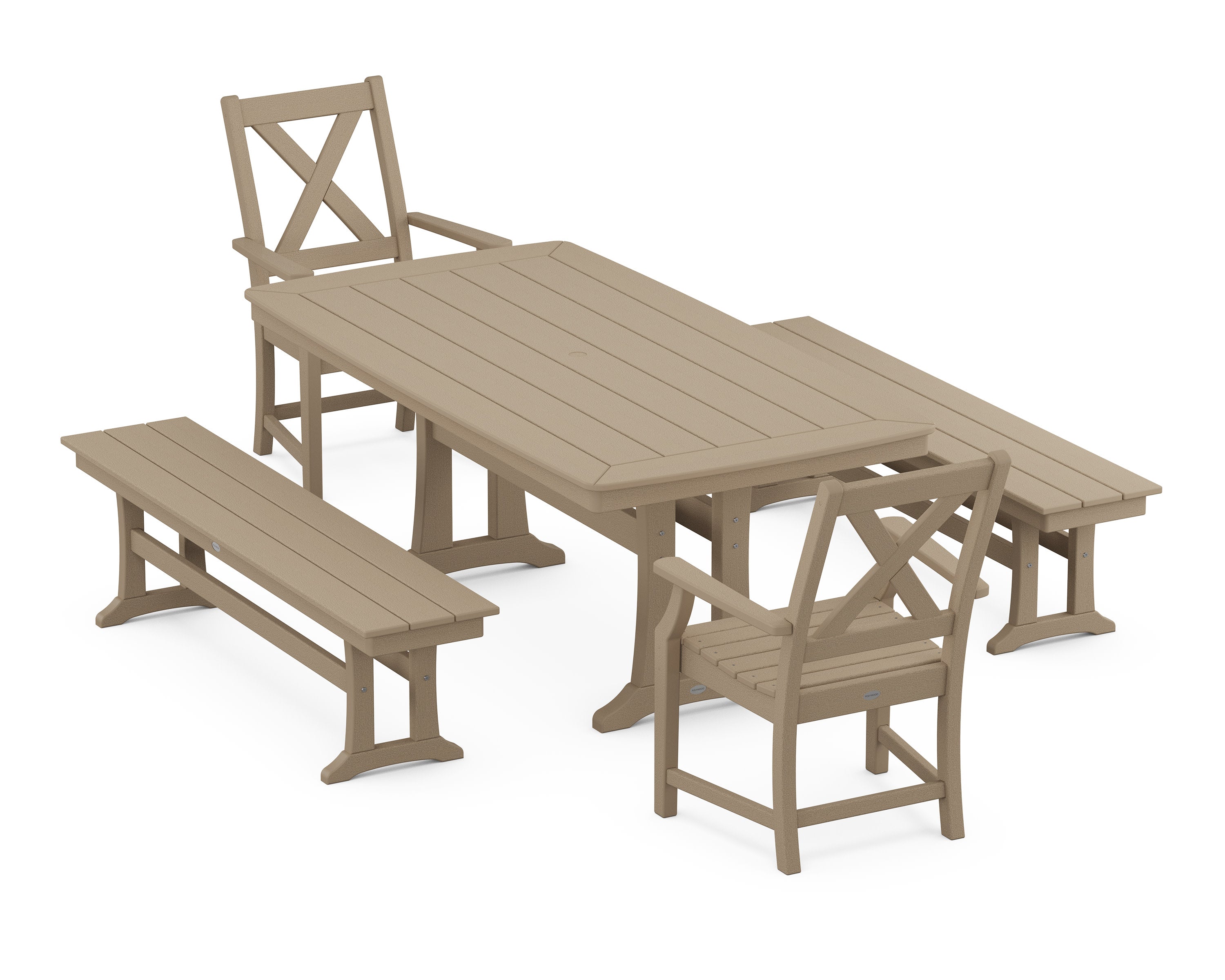 Braxton 5-Piece Dining Set with Trestle Legs in Vintage Sahara