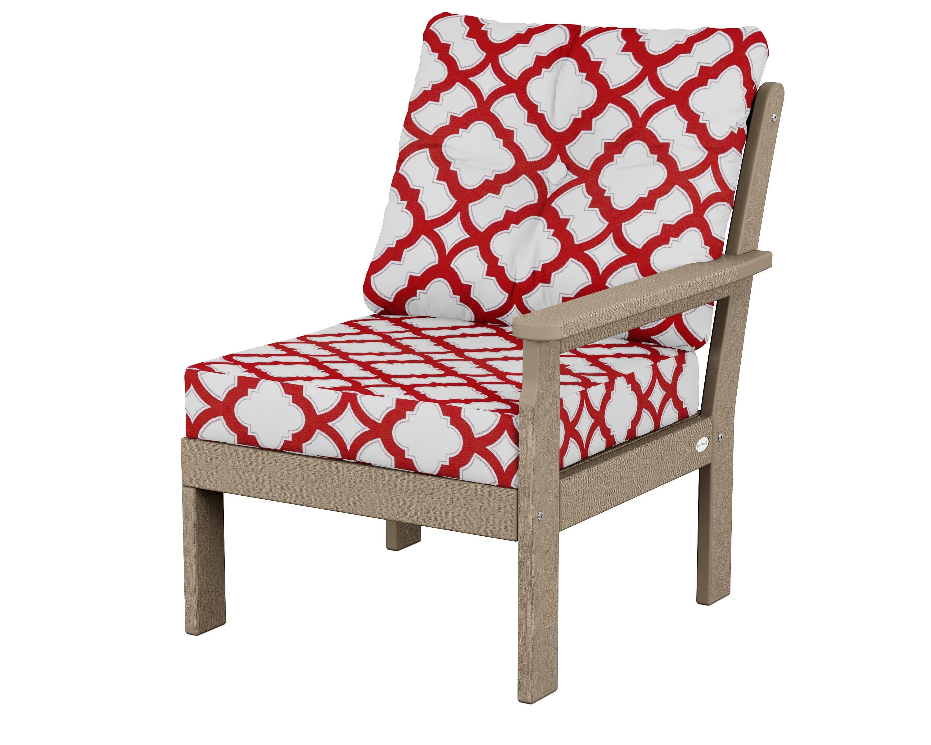 Vineyard Modular Right Arm Chair in Vintage Sahara / Trellis Crimson