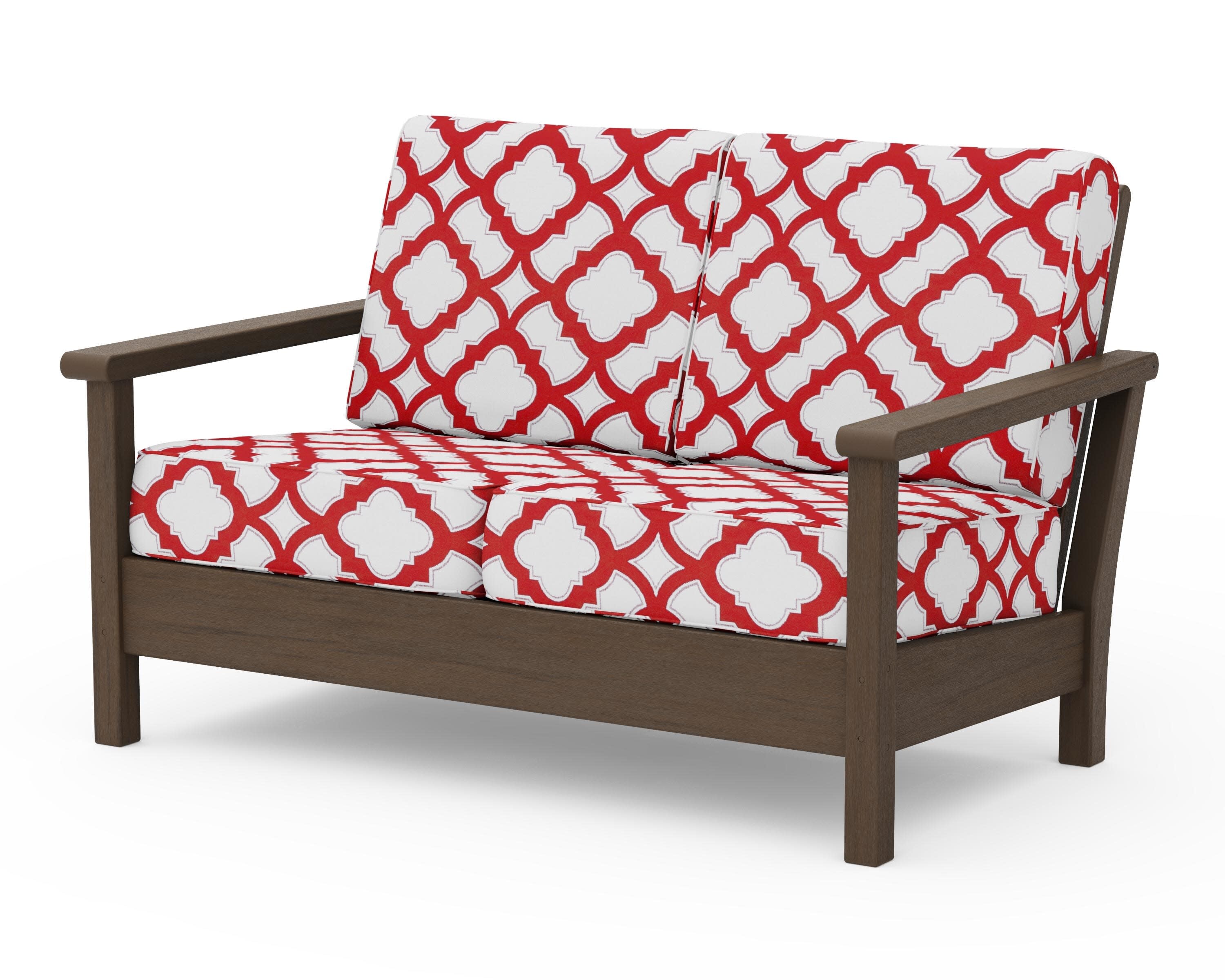 Harbour Deep Seating Loveseat in Kona / Trellis Crimson