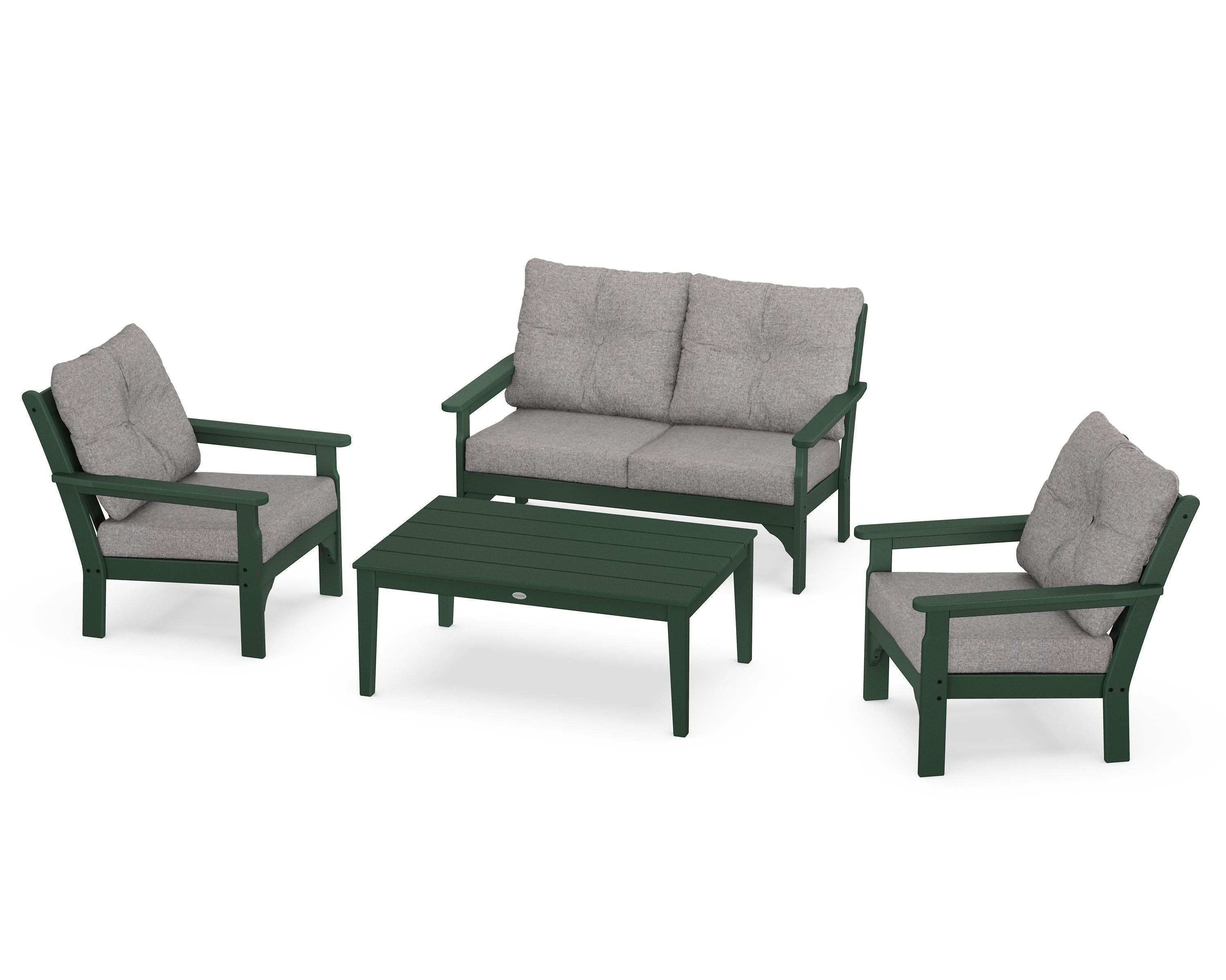 Vineyard 4-Piece Deep Seating Set in Green / Grey Mist