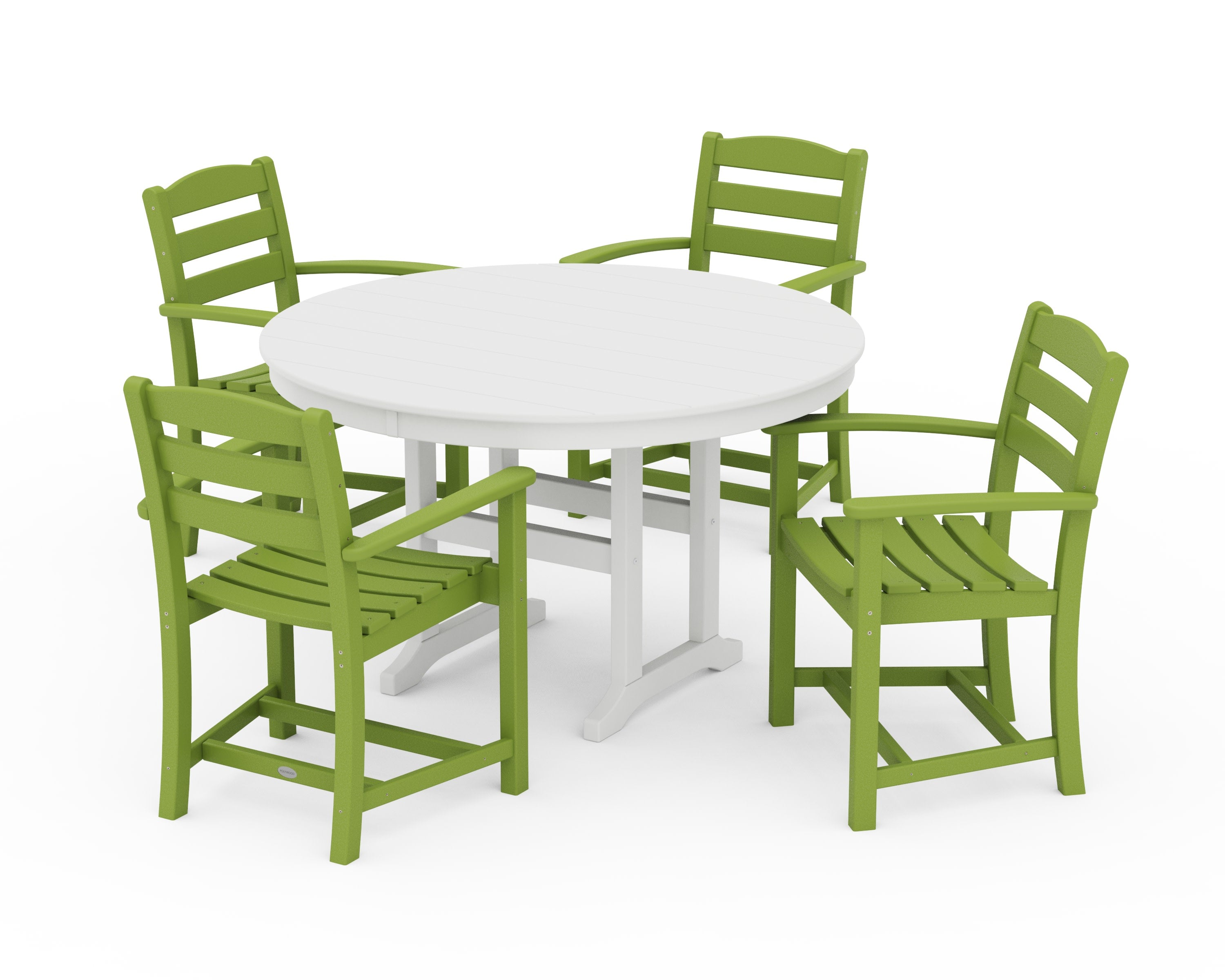 La Casa Caf 5-Piece Round Farmhouse Dining Set in Lime / White