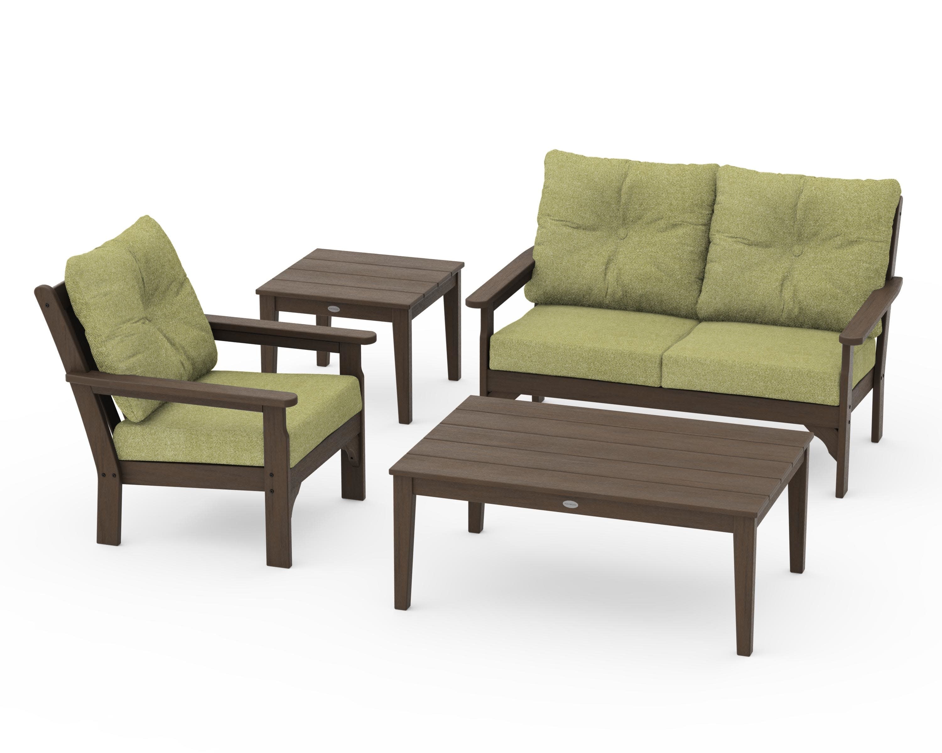 Vineyard 4-Piece Deep Seating Set in Kona / Chartreuse Boucle