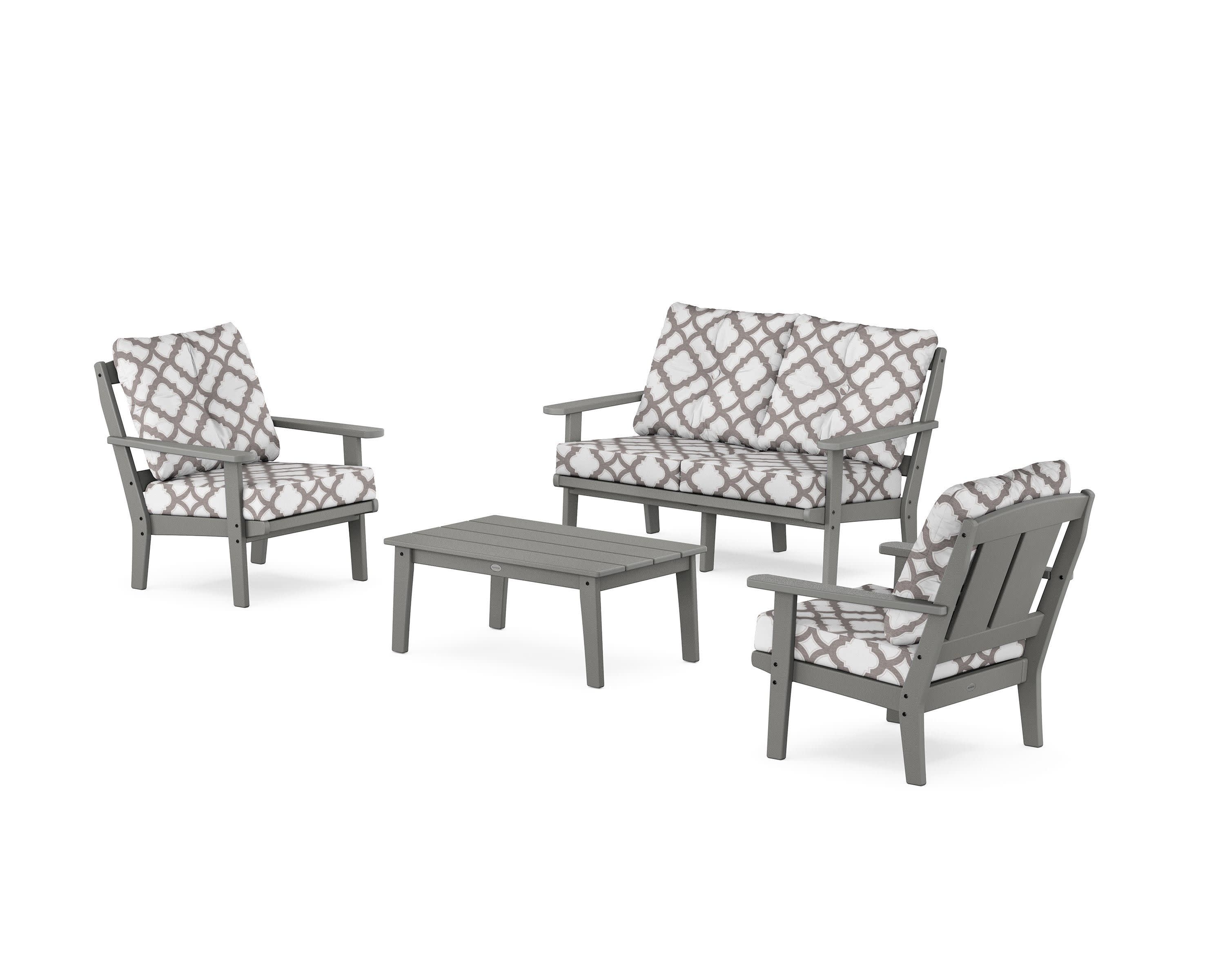 Mission 4-Piece Deep Seating Set with Loveseat in Slate Grey / Trellis Grey Mist