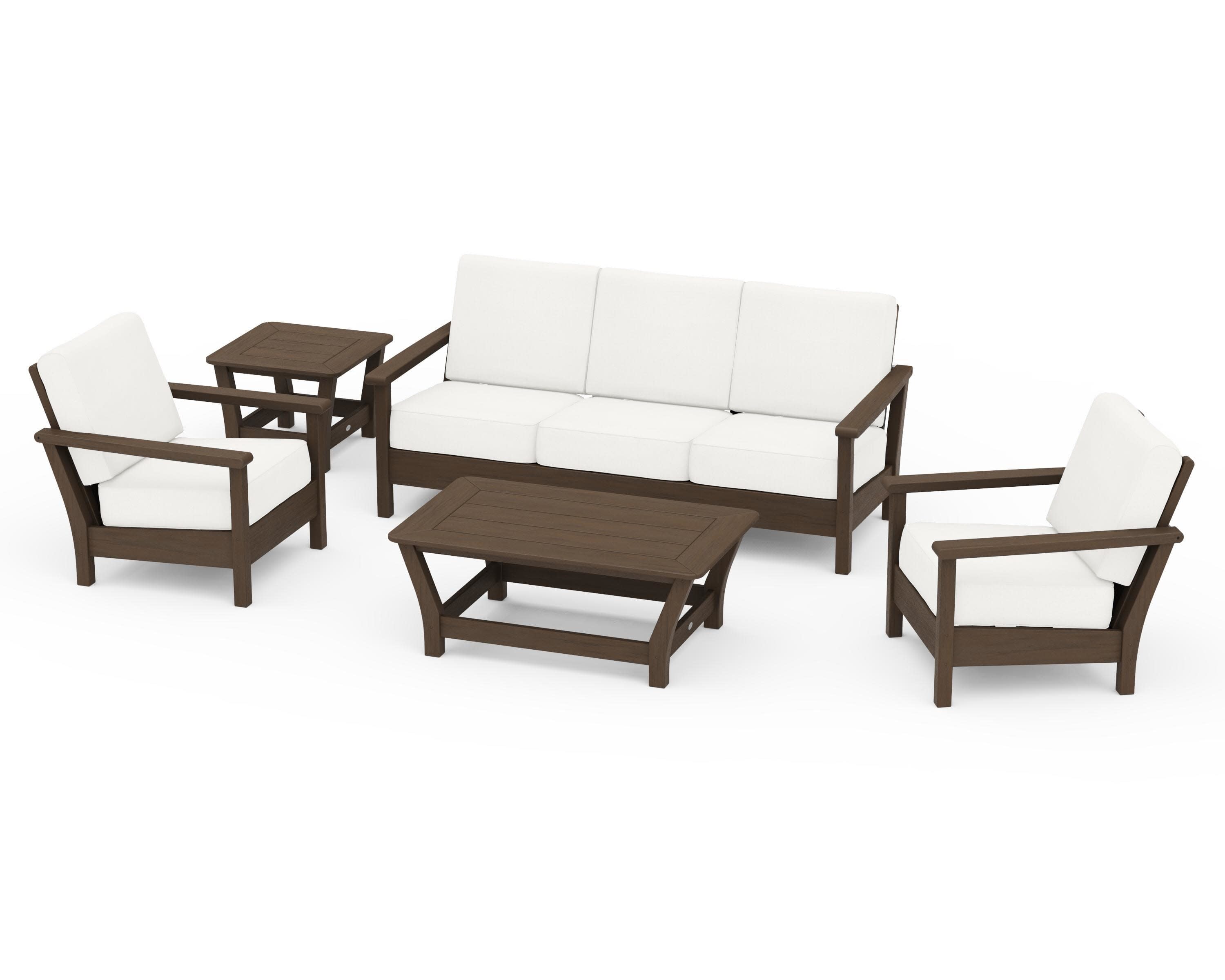 Harbour 5-Piece Deep Seating Set in Kona / Natural Linen