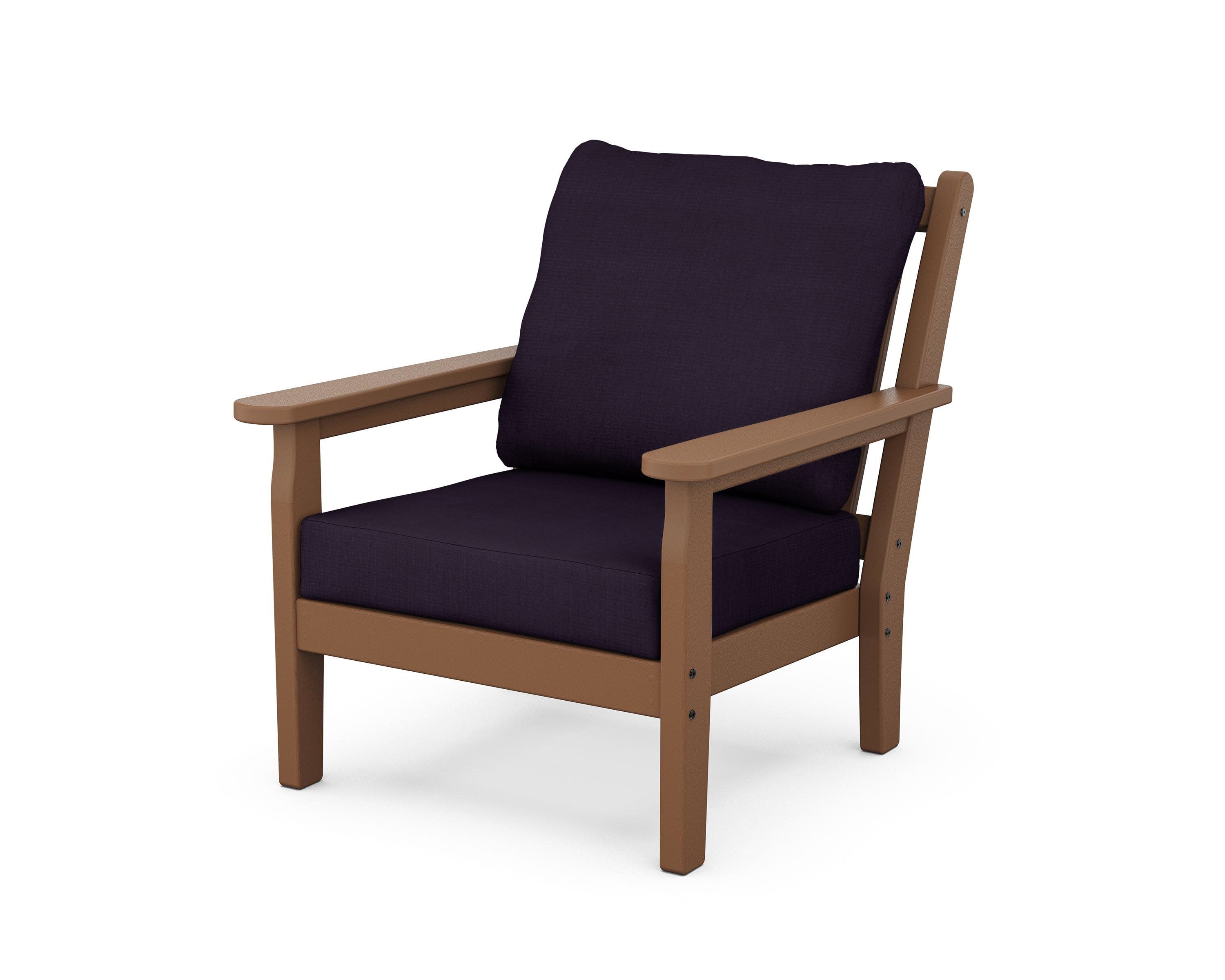 Chippendale Deep Seating Chair in Teak / Navy Linen