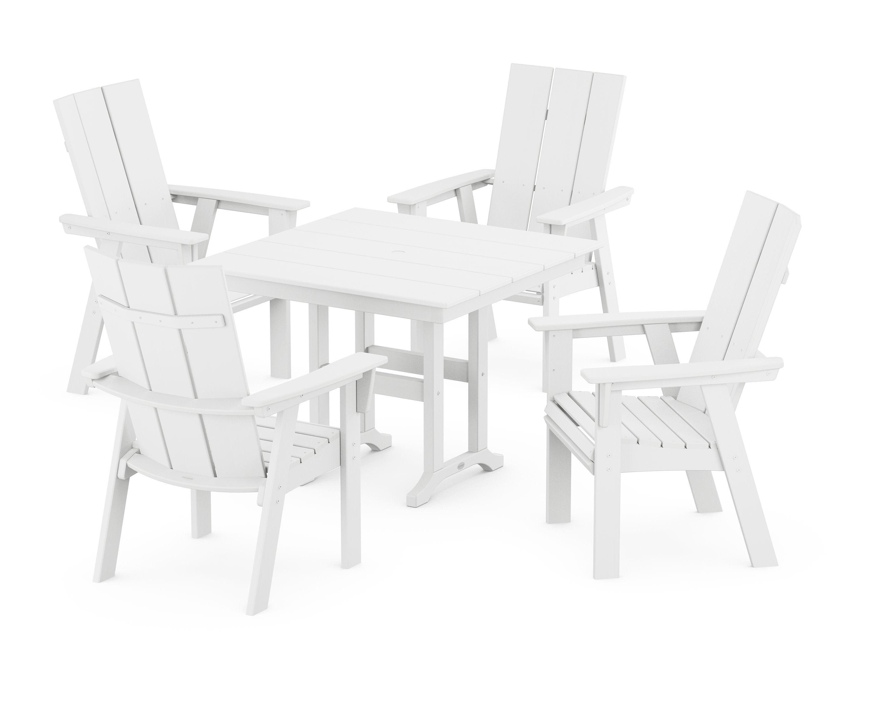 Modern Adirondack 5-Piece Farmhouse Dining Set in White