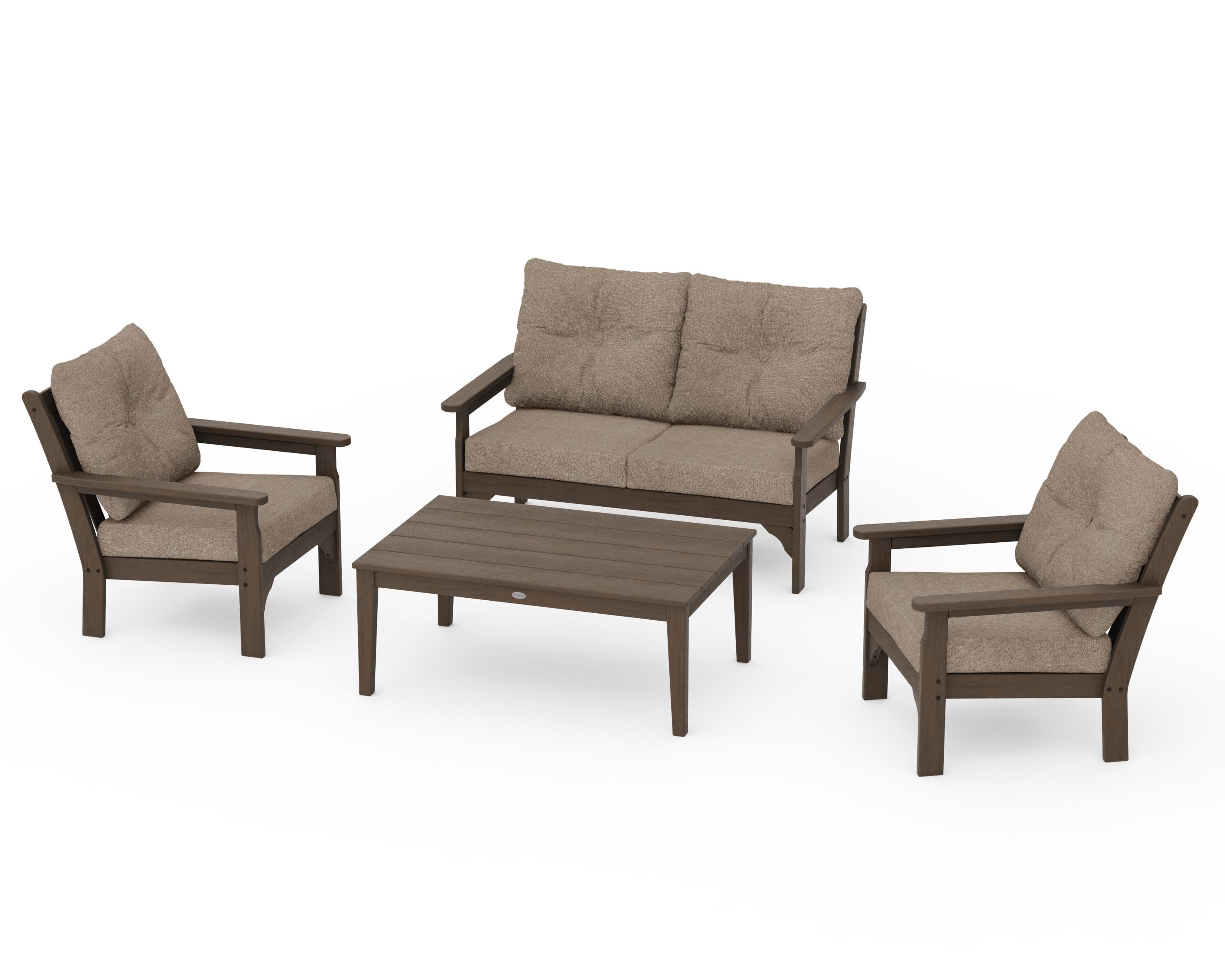 Vineyard 4-Piece Deep Seating Set in Kona / Spiced Burlap