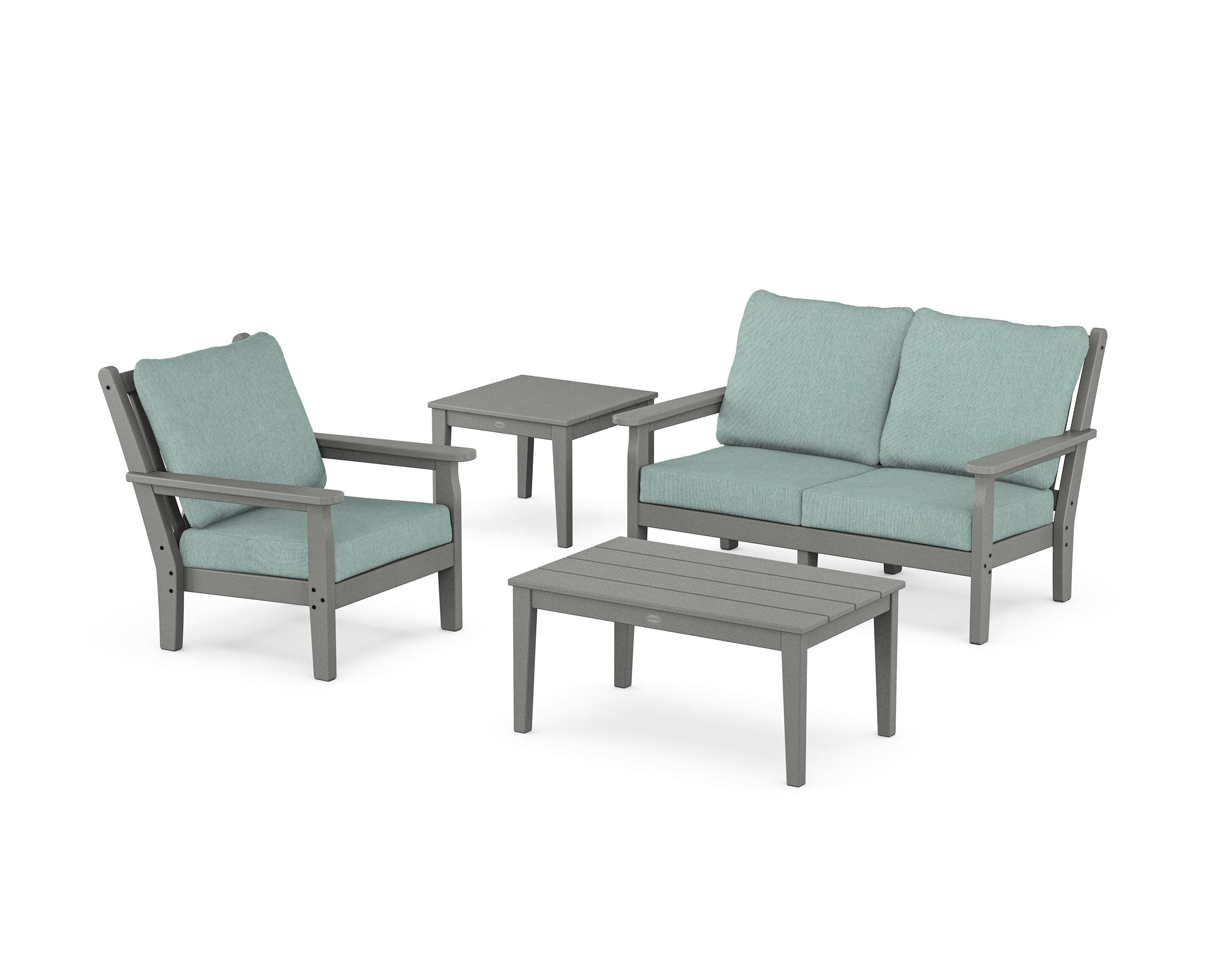 Chippendale 4-Piece Deep Seating Set in Slate Grey / Glacier Spa