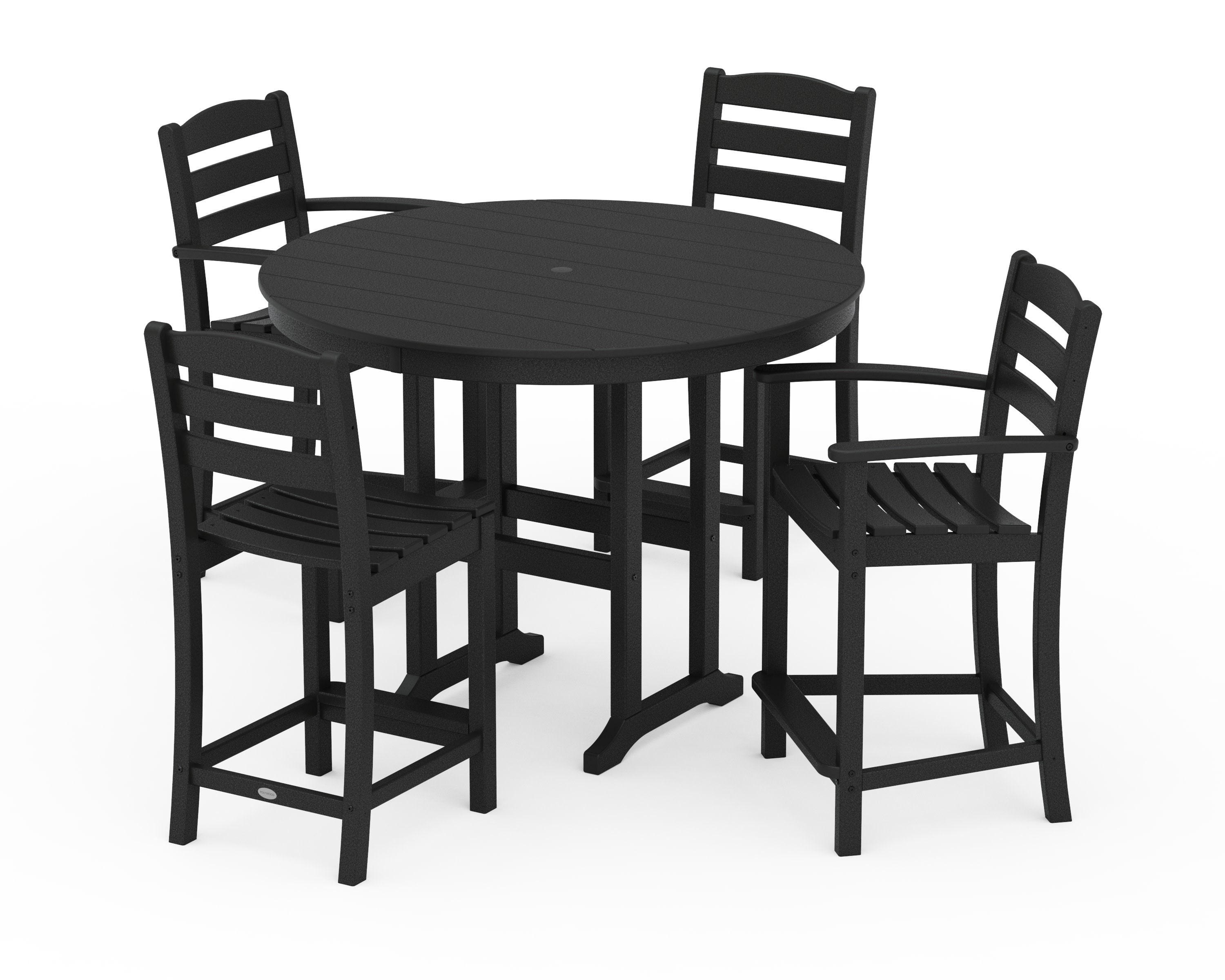 La Casa Caf 5-Piece Round Farmhouse Counter Dining Set in Black