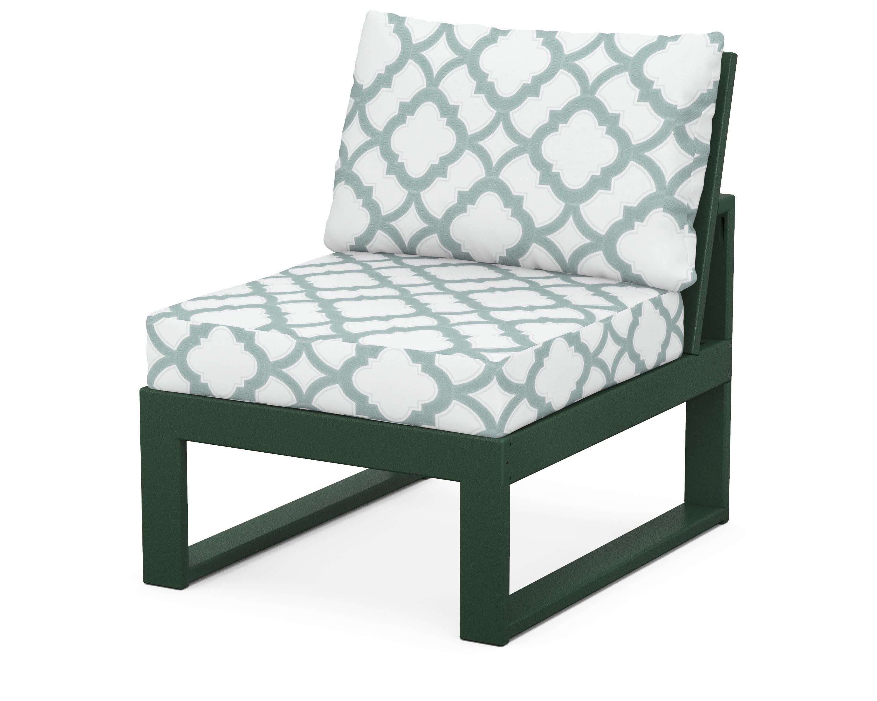Modular Armless Chair in Green / Trellis Glacier Spa