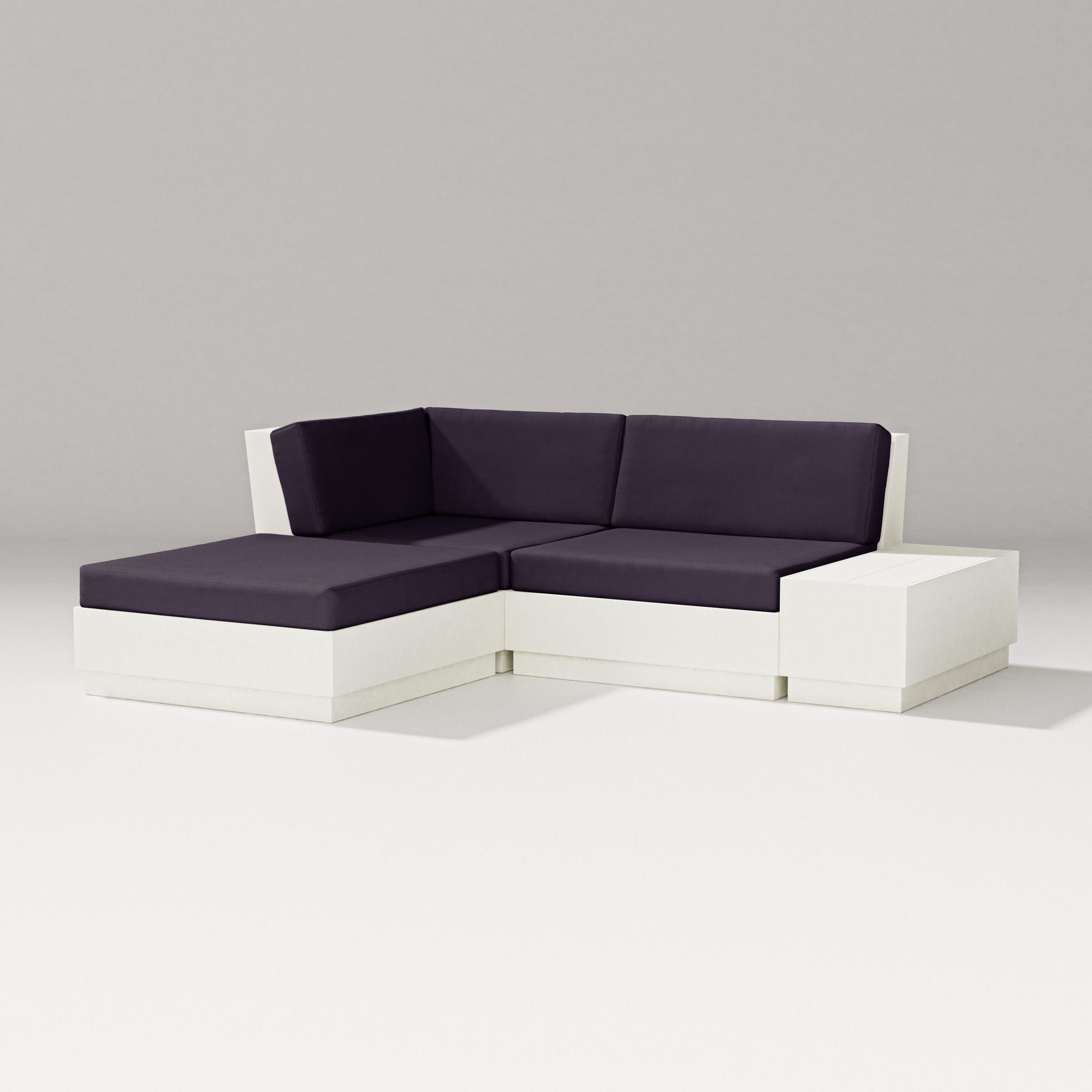 Elevate Loveseat Sectional with Chaise in Vintage White / Navy Linen