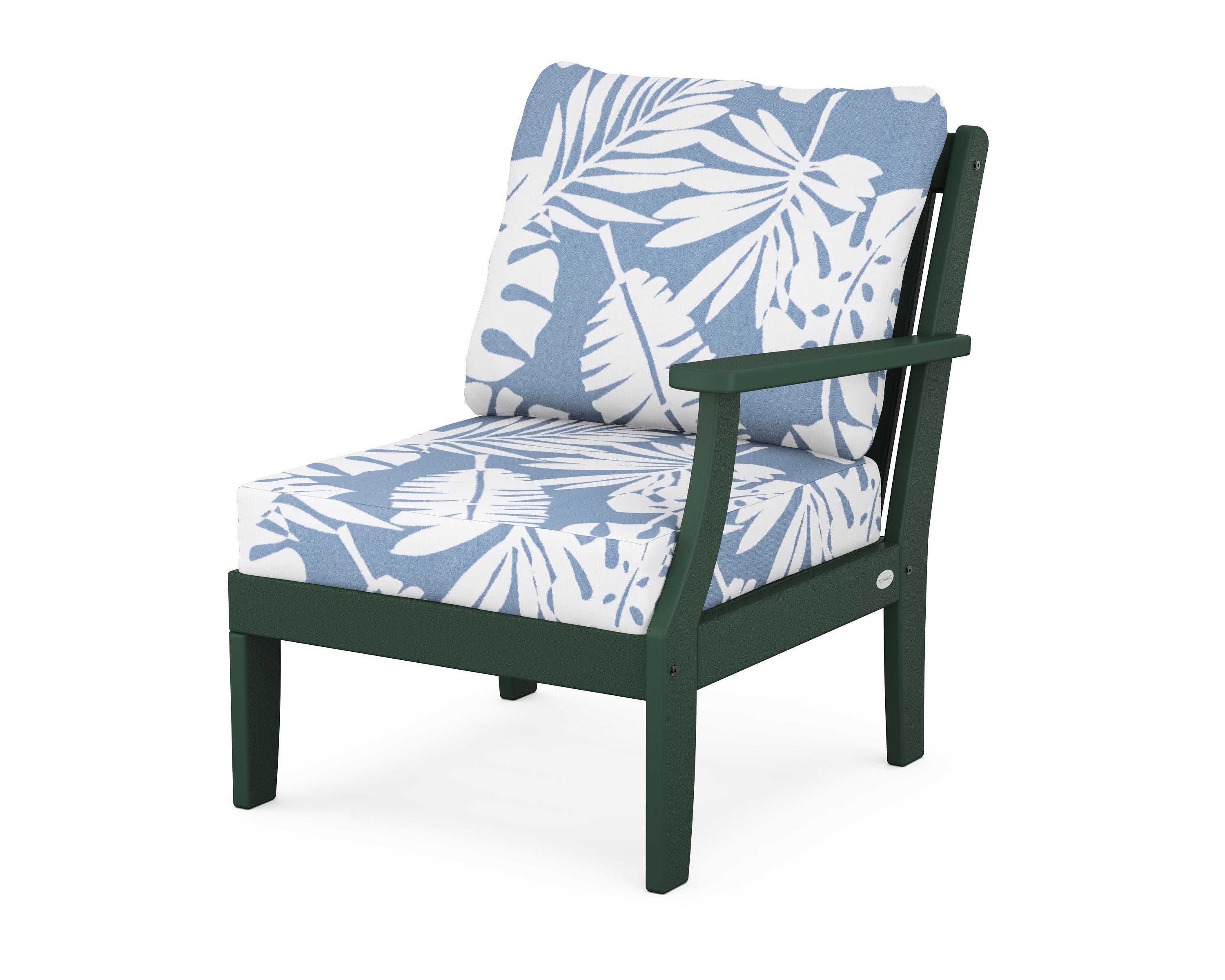 Braxton Modular Right Arm Chair in Green / Leaf Sky Blue