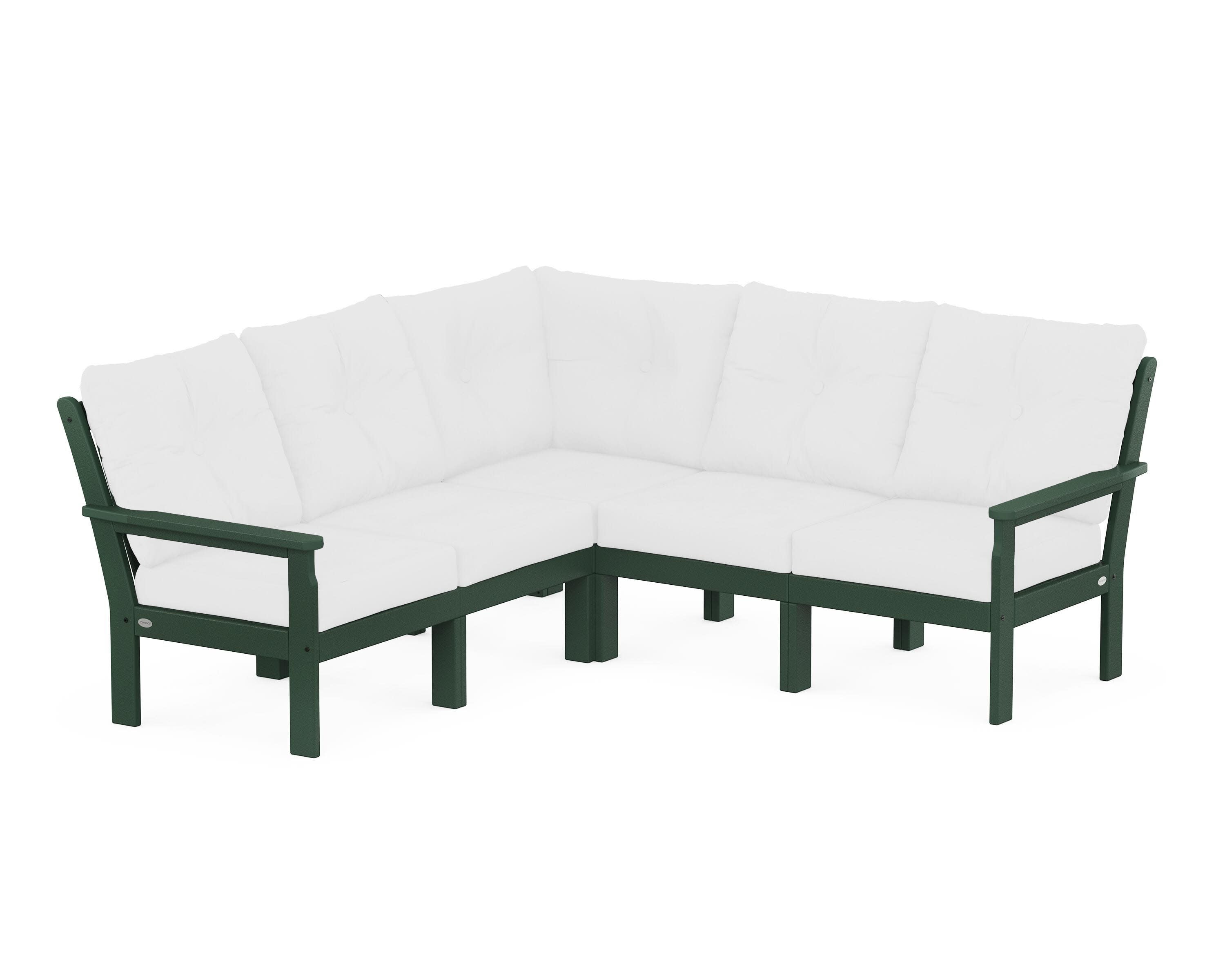 Vineyard 5-Piece Sectional in Green / Natural