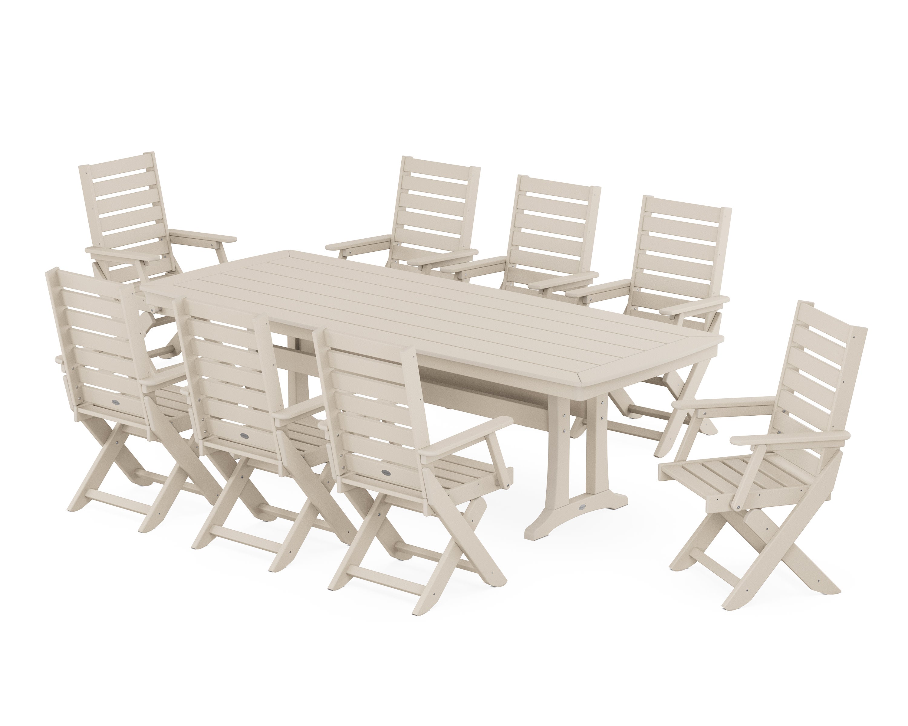 Captain 9-Piece Dining Set with Trestle Legs in Sand
