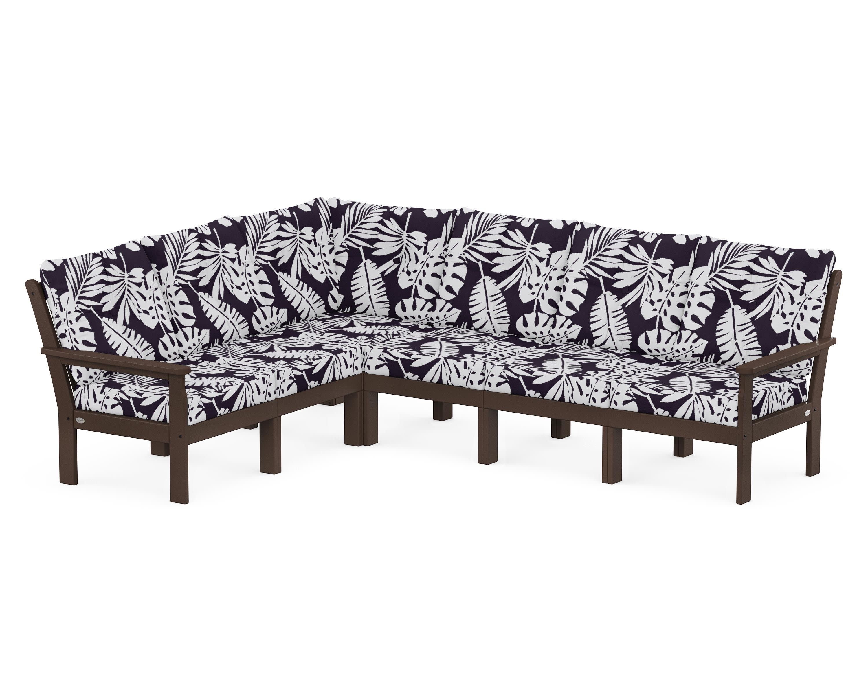 Vineyard 6-Piece Sectional in Mahogany / Leaf Navy