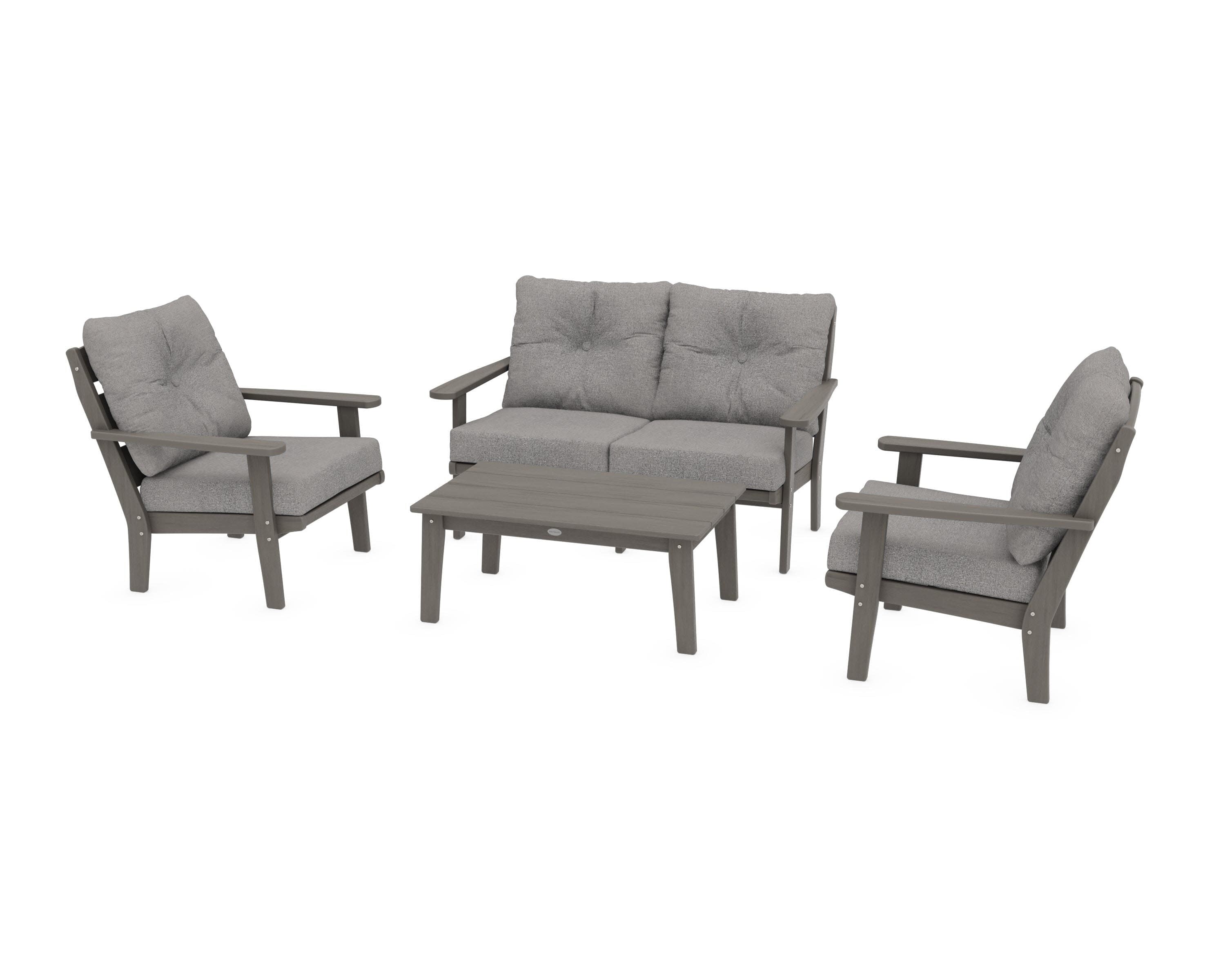 Lakeside 4-Piece Deep Seating Set in Driftwood / Grey Mist