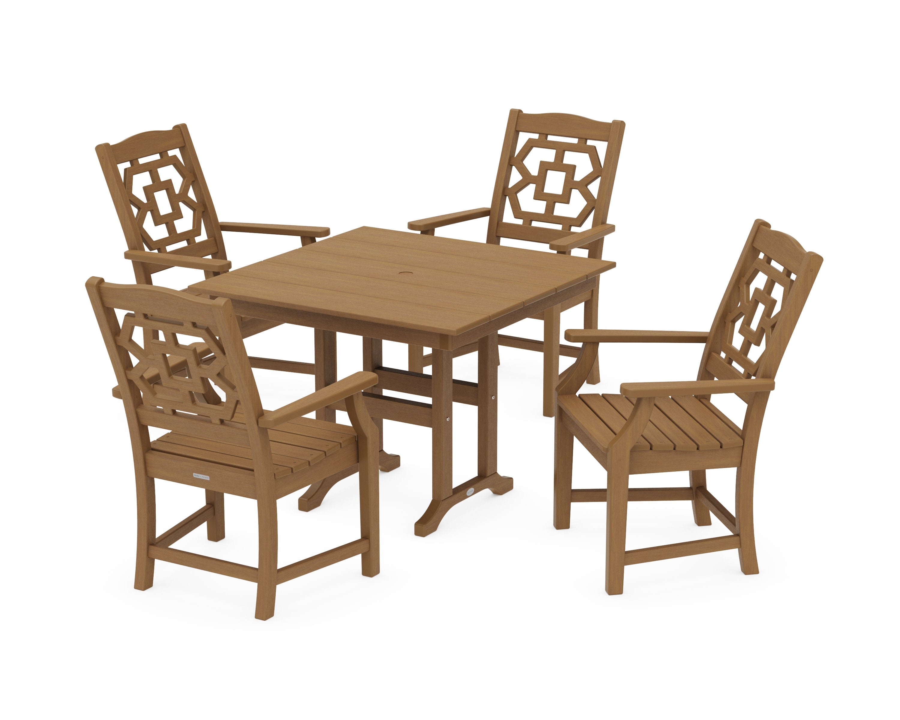 Chinoiserie 5-Piece Farmhouse Dining Set in Natural