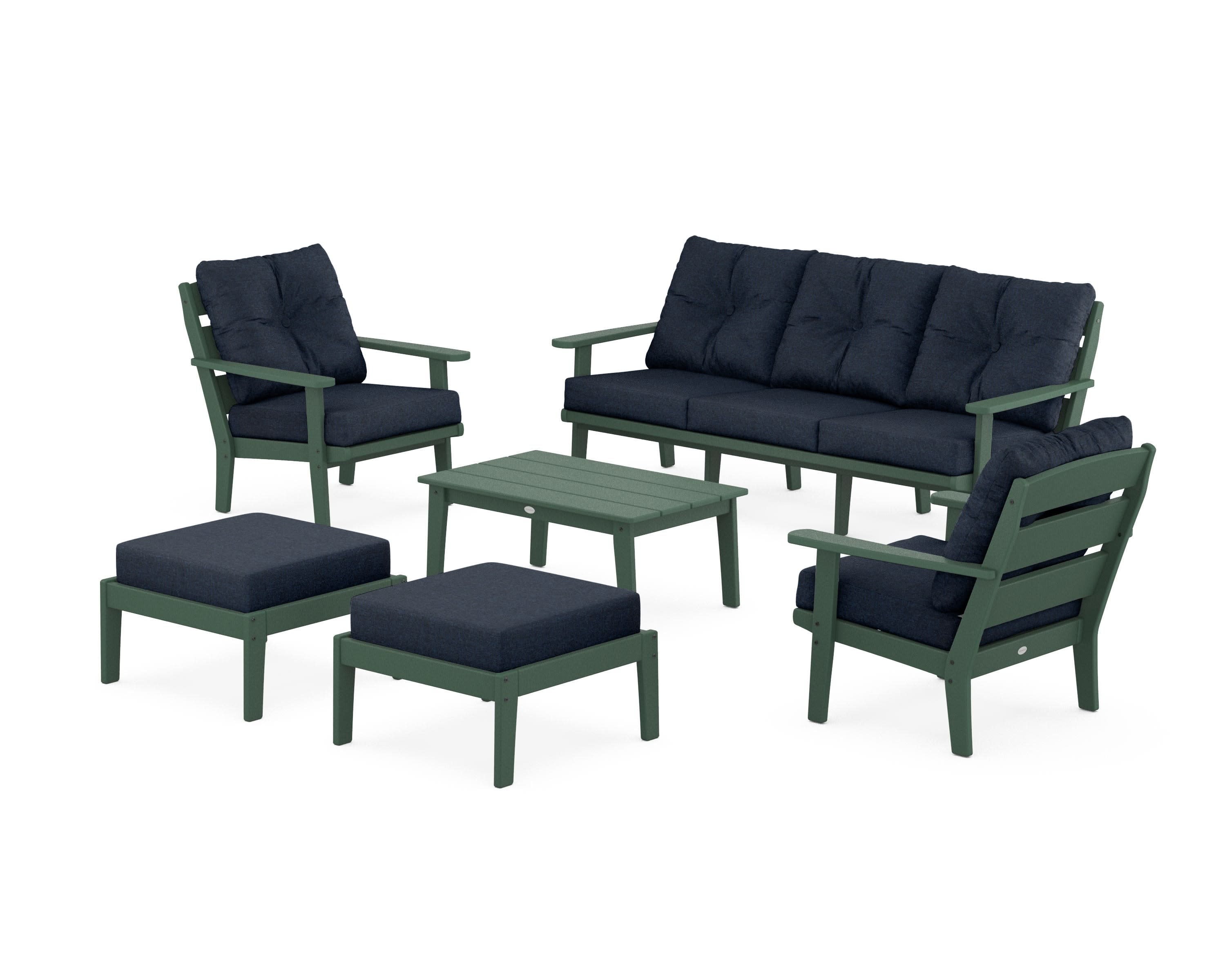 Lakeside 6-Piece Lounge Sofa Set in Green / Marine Indigo