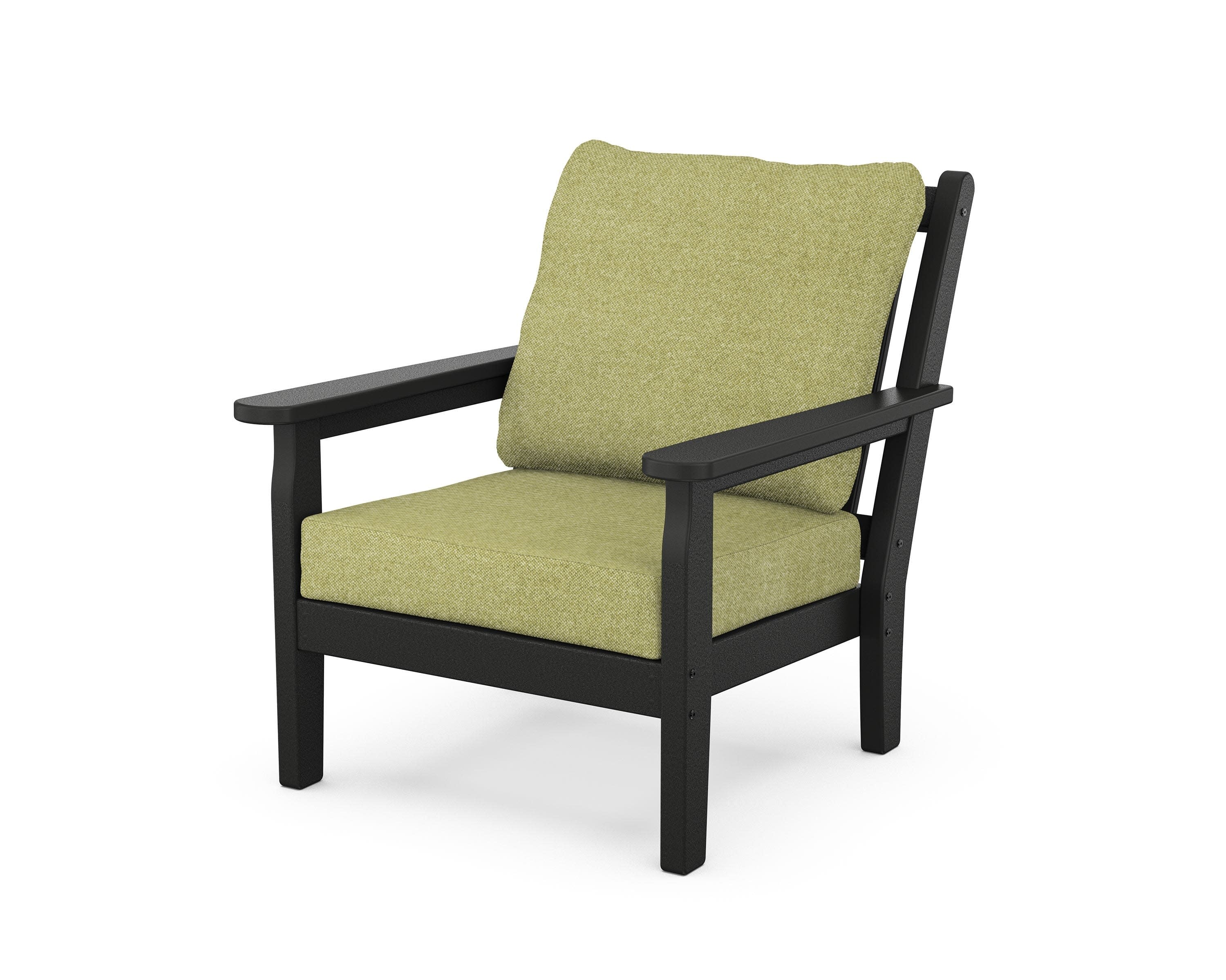 Chippendale Deep Seating Chair in Black / Chartreuse Boucle