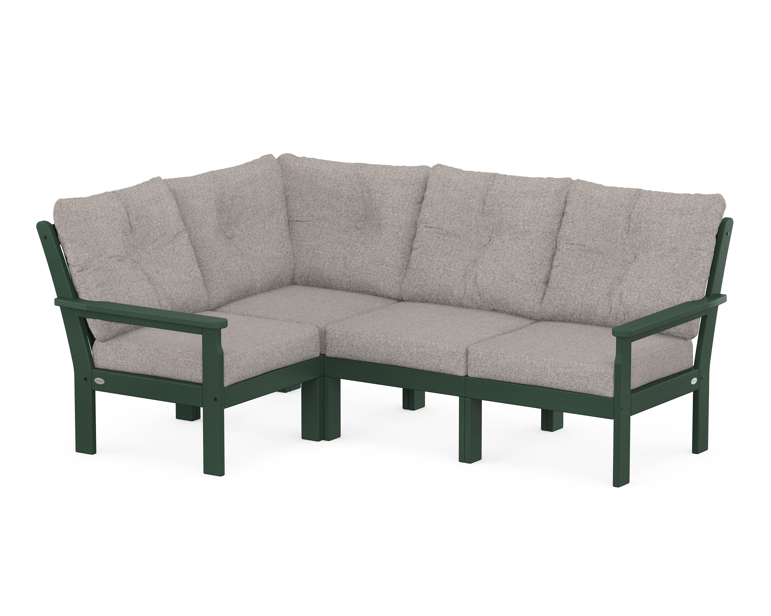 Vineyard 4-Piece Sectional in Green / Weathered Tweed