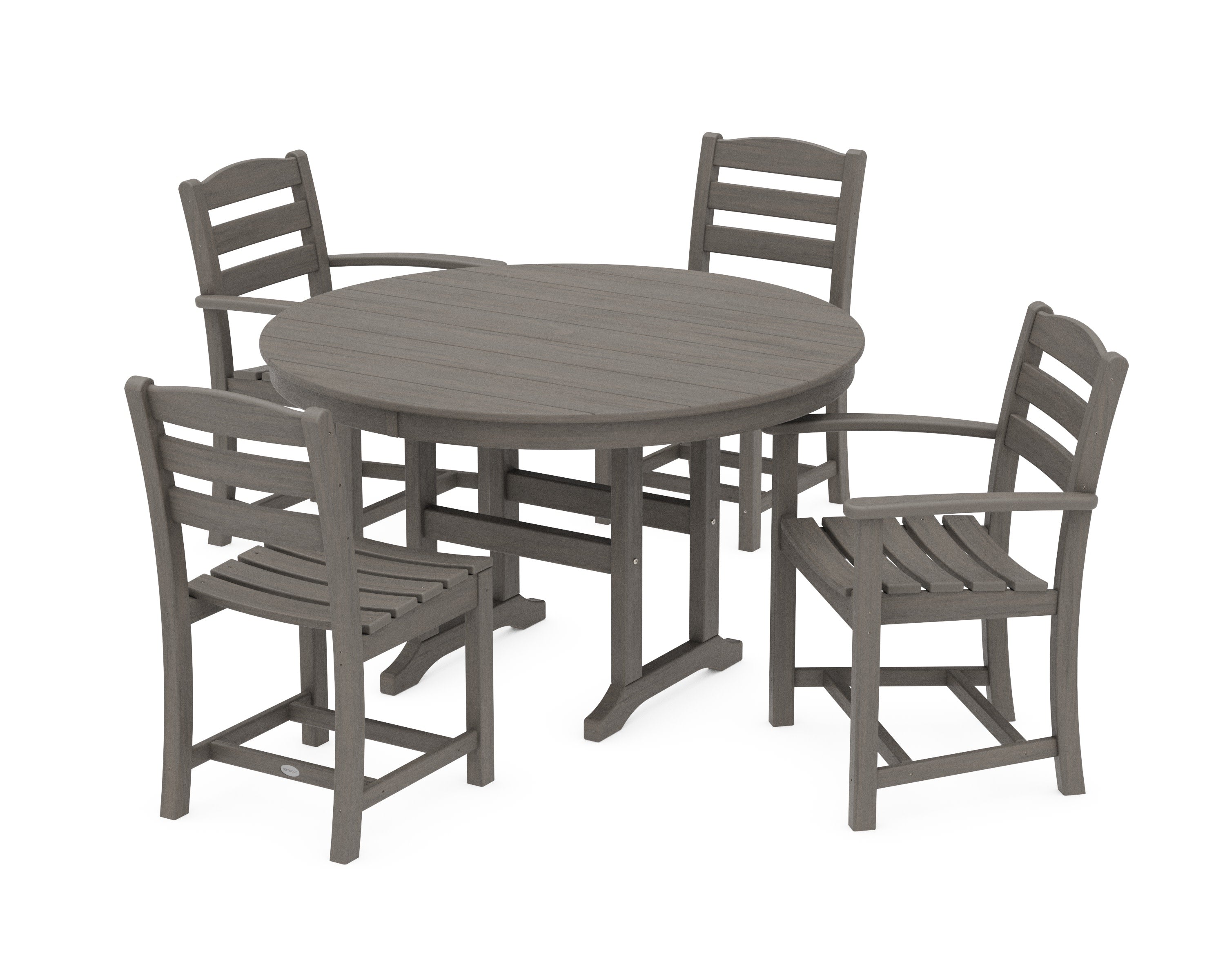 La Casa Caf 5-Piece Round Farmhouse Dining Set in Driftwood