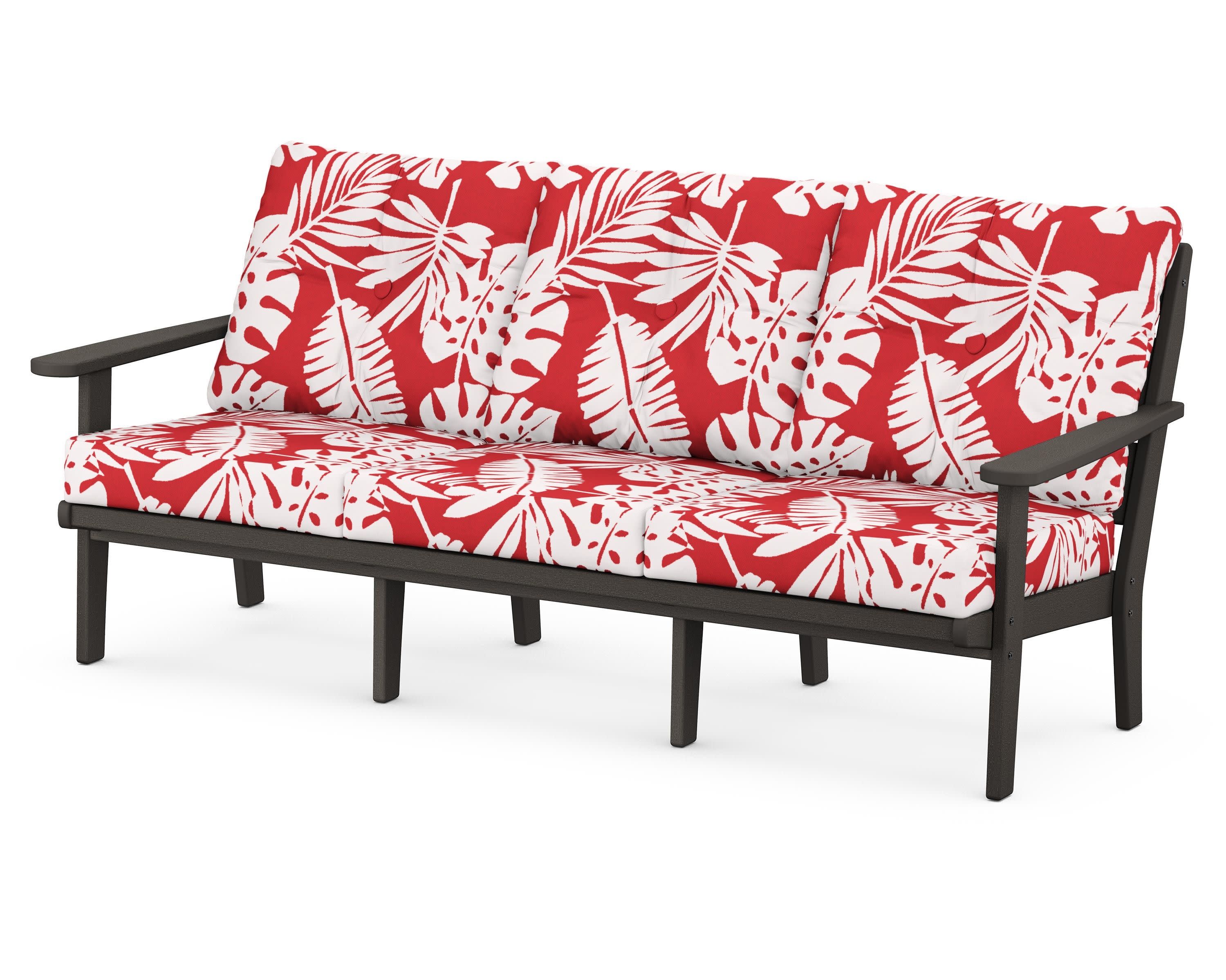 Lakeside Deep Seating Sofa in Vintage Coffee / Leaf Crimson