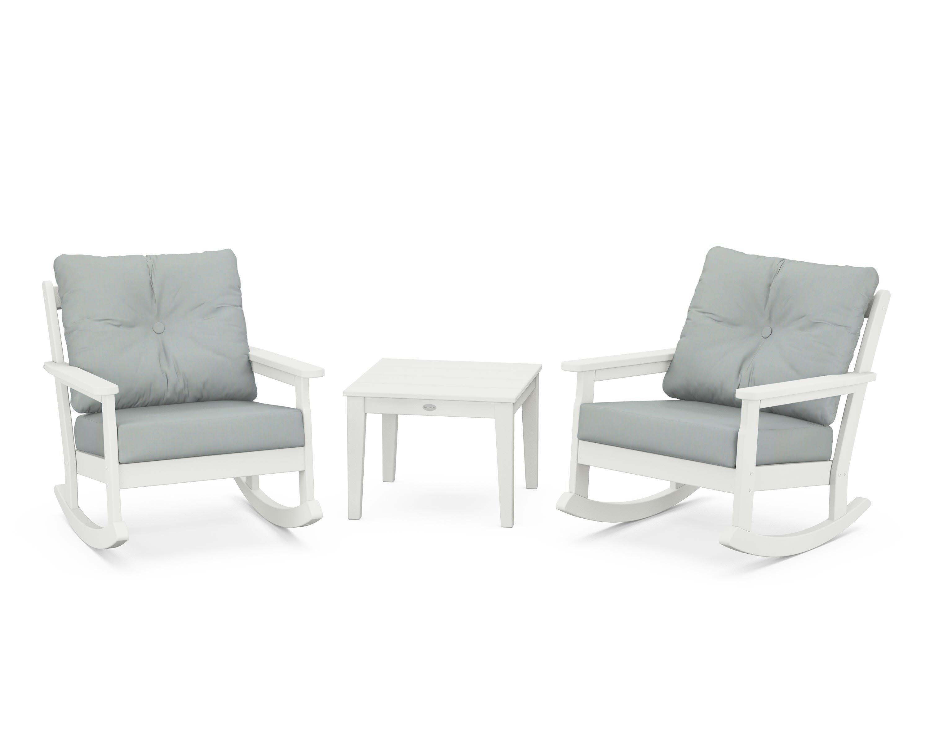 Vineyard 3-Piece Deep Seating Rocker Set in Vintage White / Spa