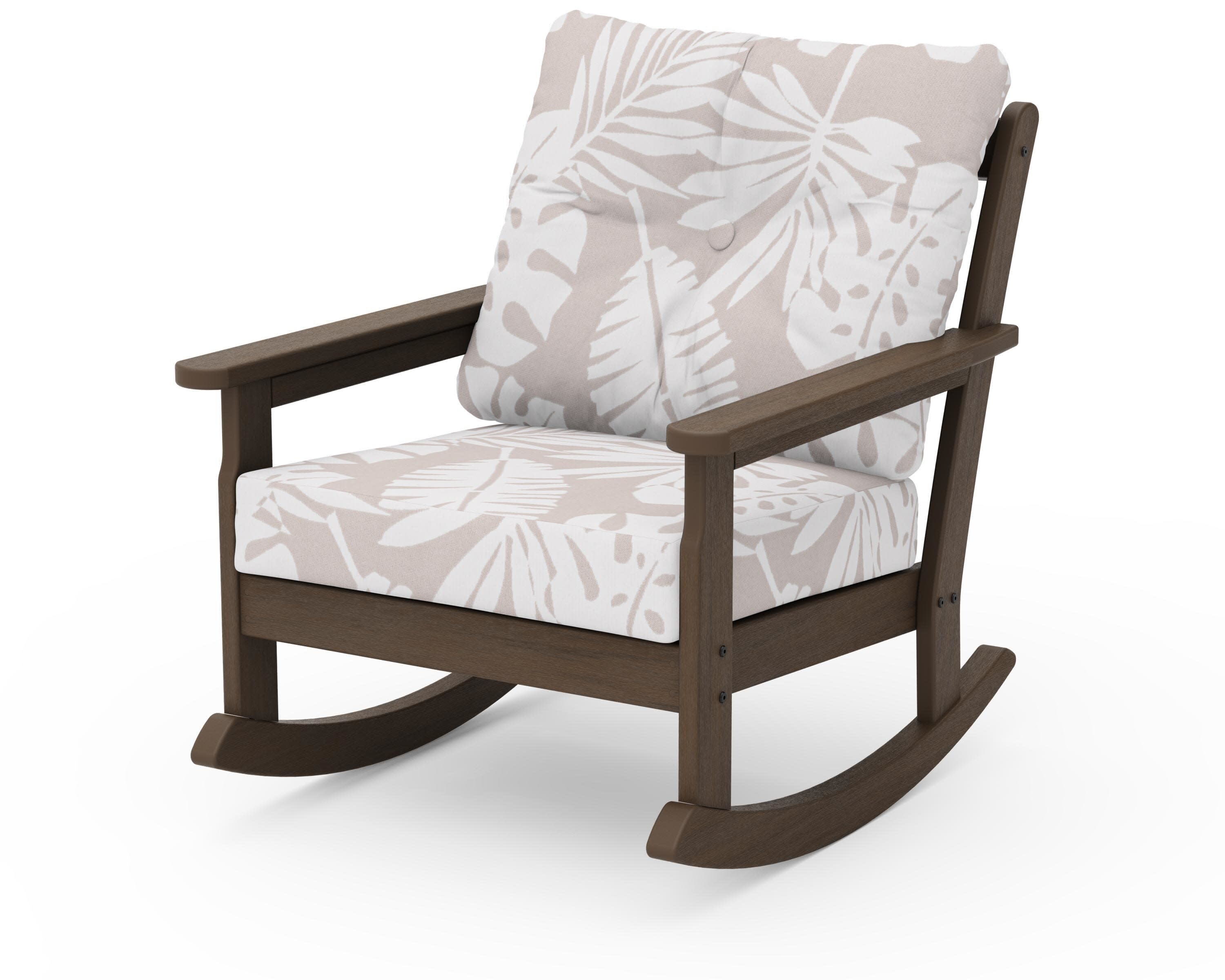 Vineyard Deep Seating Rocking Chair in Kona / Leaf Dune Burlap