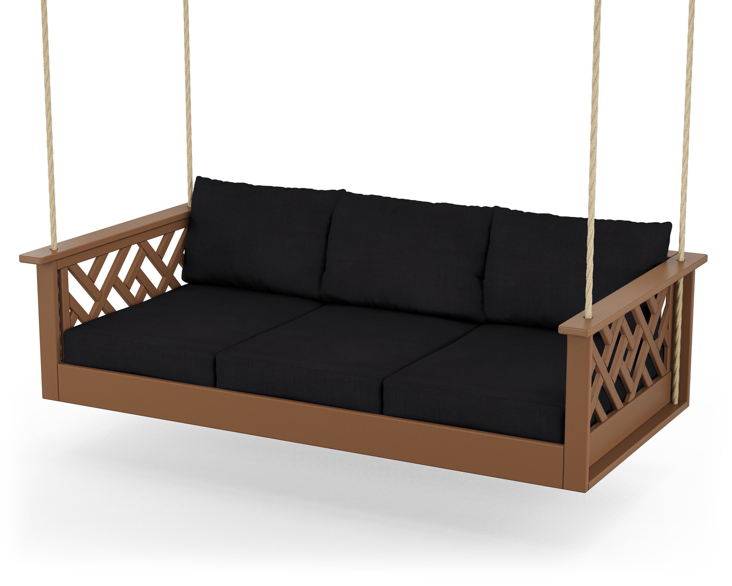 Chippendale Daybed Swing in Teak / Midnight Linen