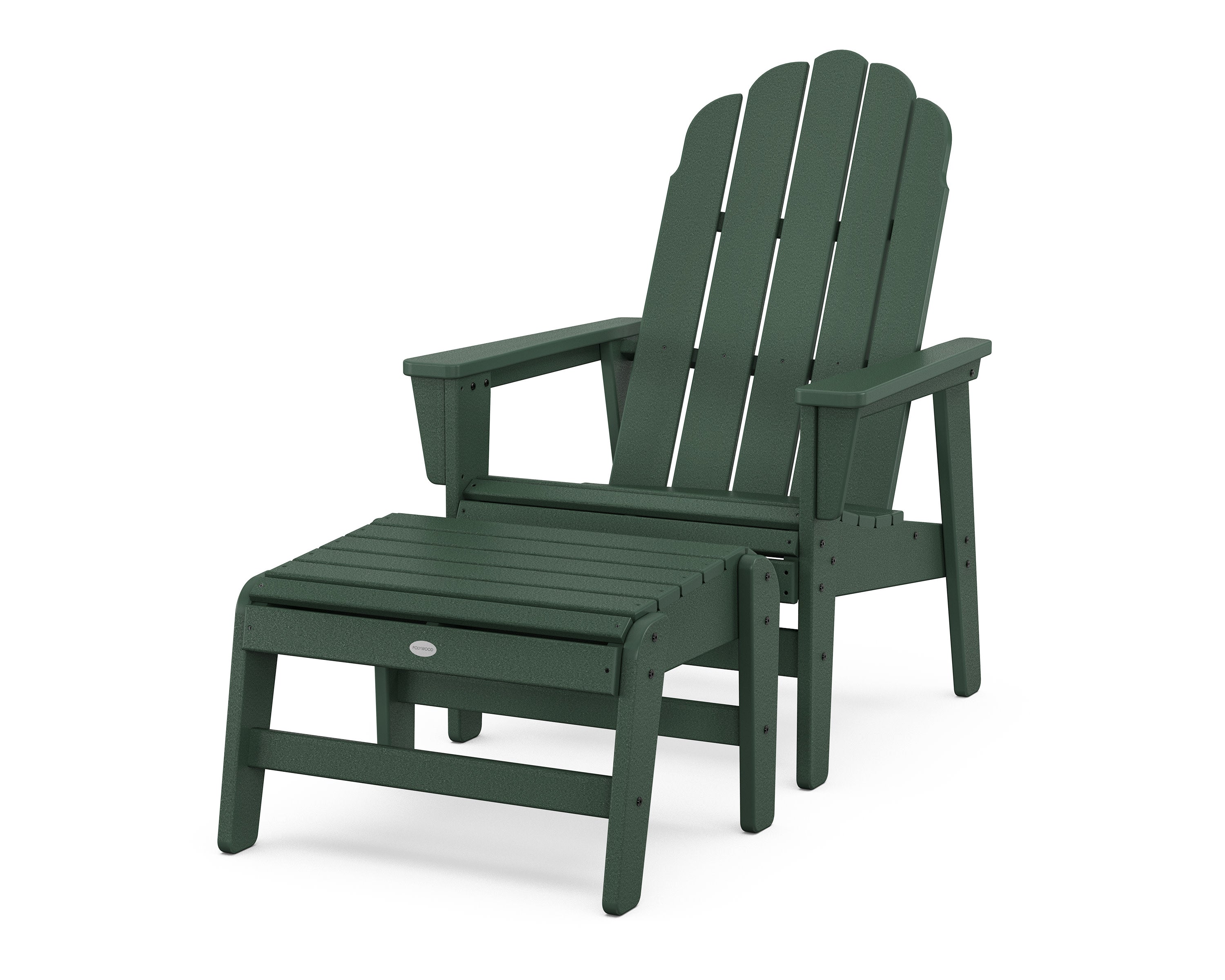 Vineyard Grand Upright Adirondack Chair with Ottoman in Green