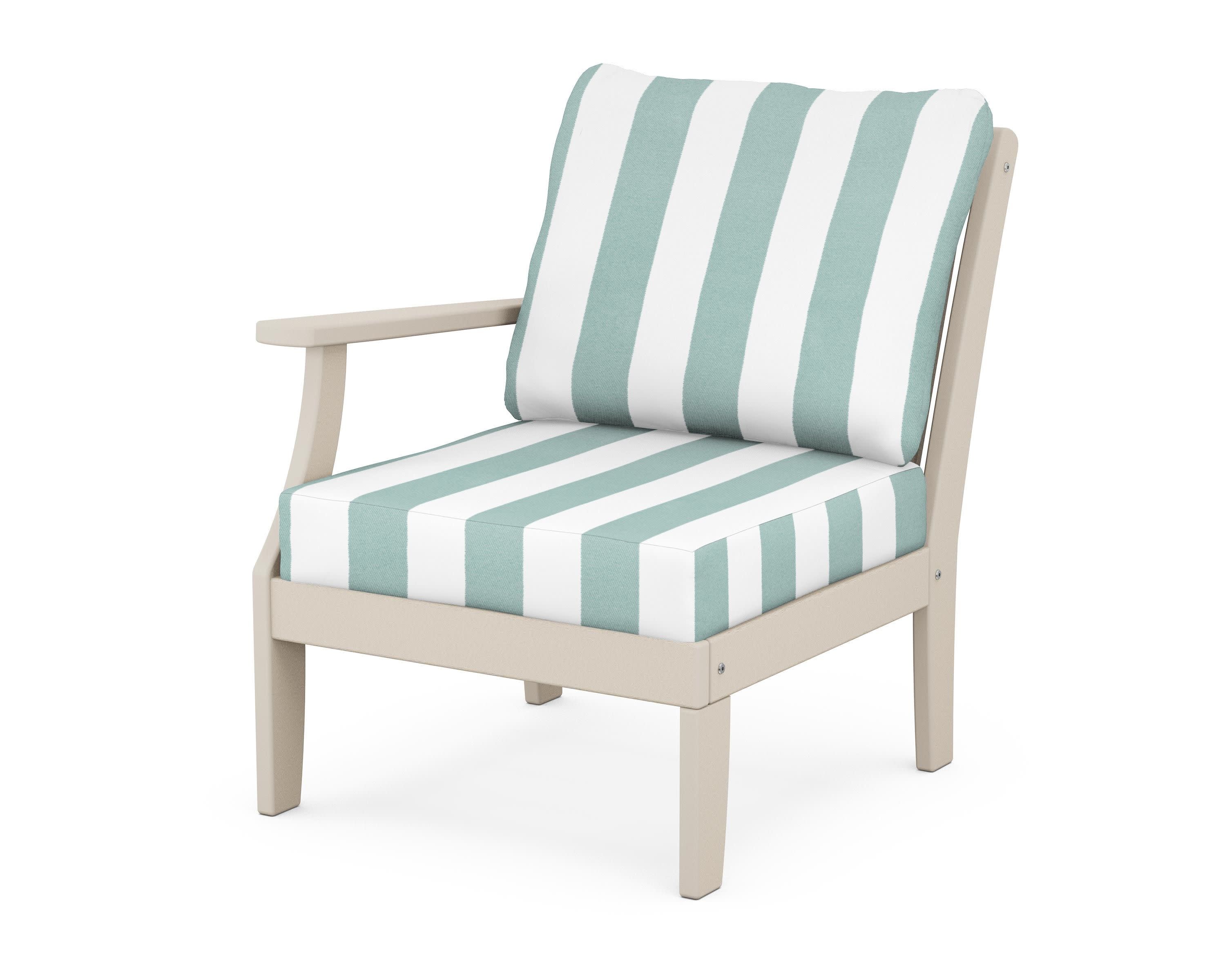 Braxton Modular Left Arm Chair in Sand / Cabana Stripe Glacier Spa