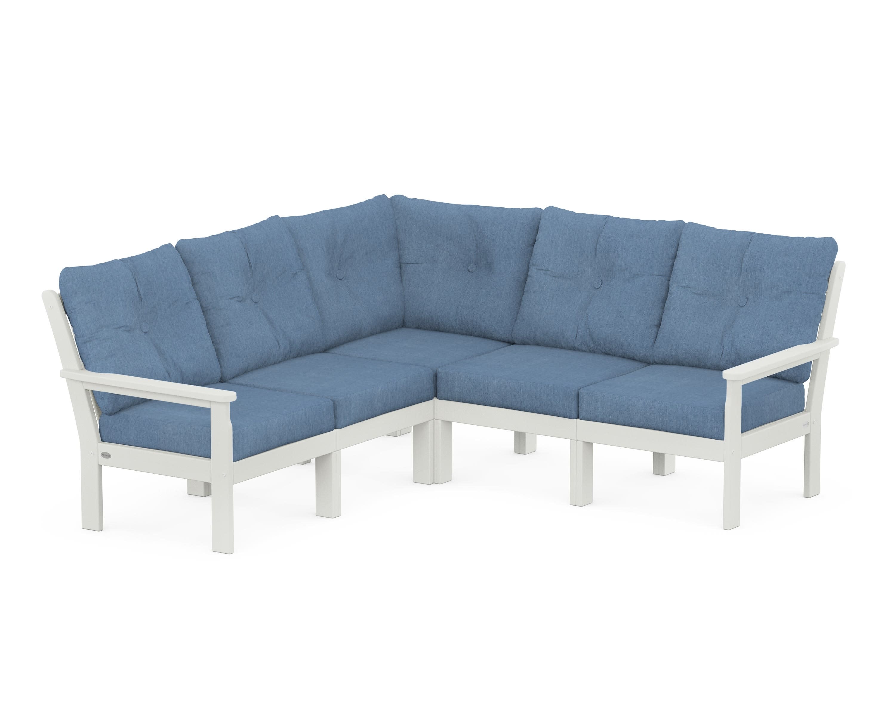 Vineyard 5-Piece Sectional in Vintage White / Sky Blue