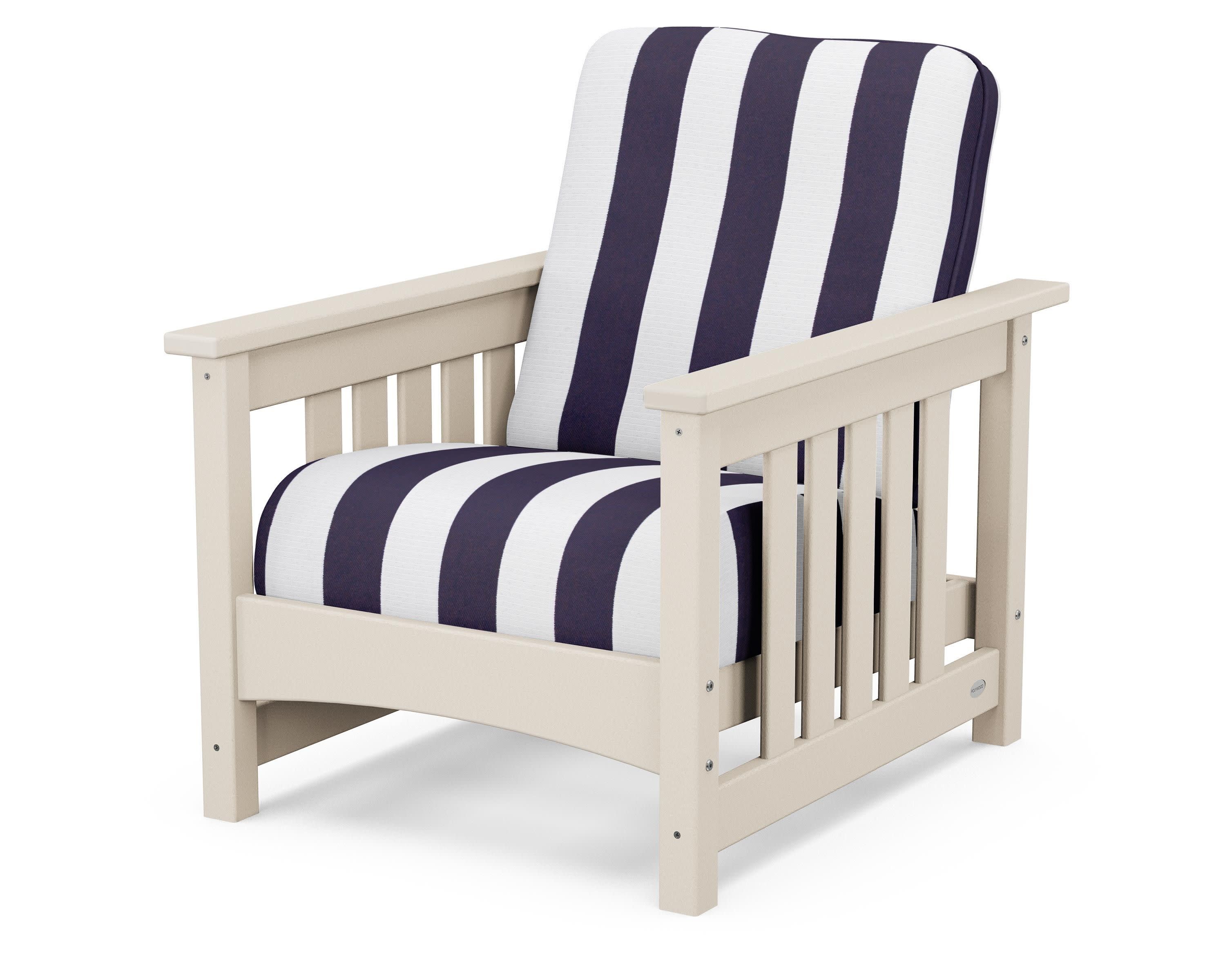 Club Mission Chair in Sand / Cabana Stripe Navy