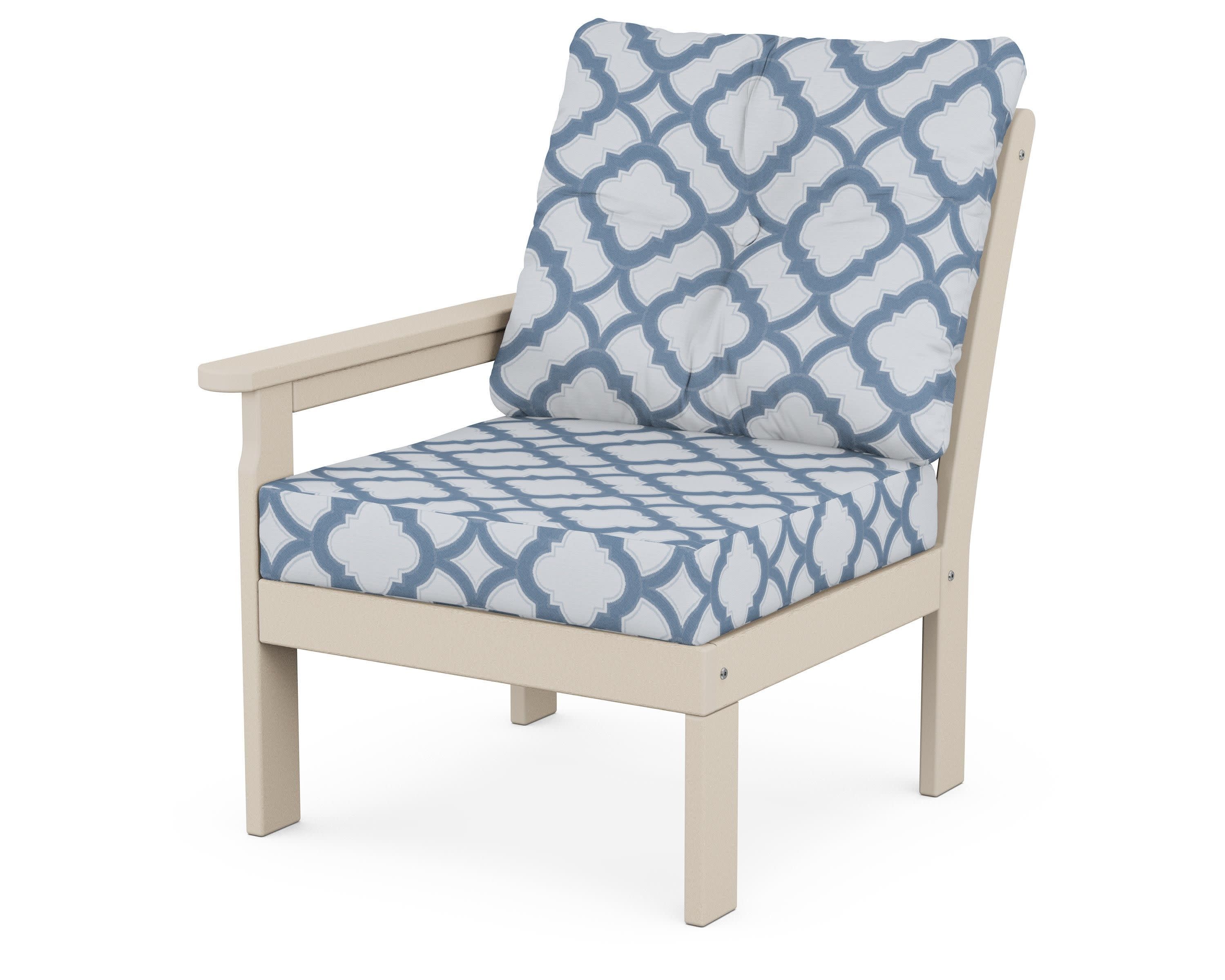 Vineyard Modular Left Arm Chair in Sand / Trellis Sky Blue