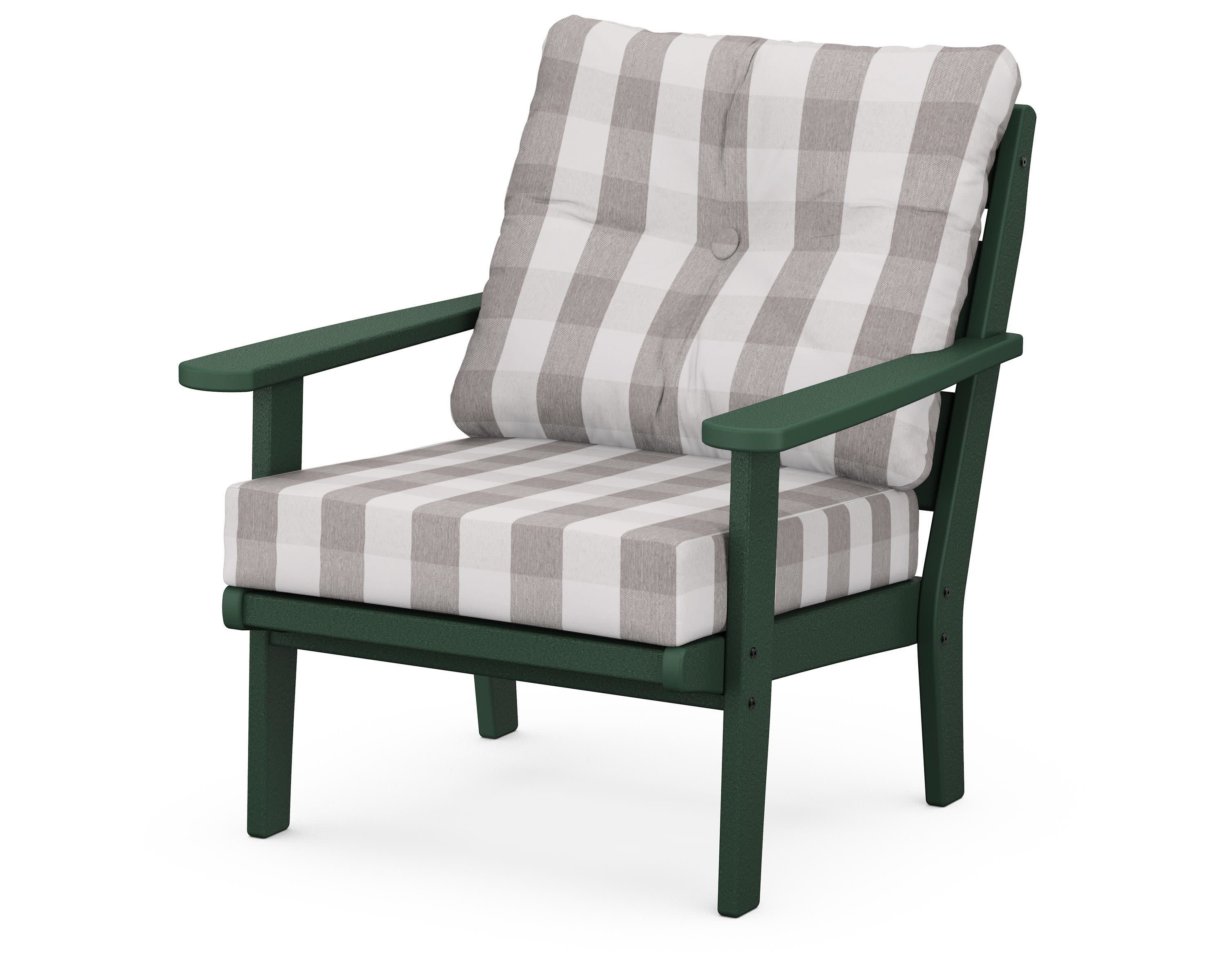 Lakeside Deep Seating Chair in Green / Buffalo Plaid Grey Mist