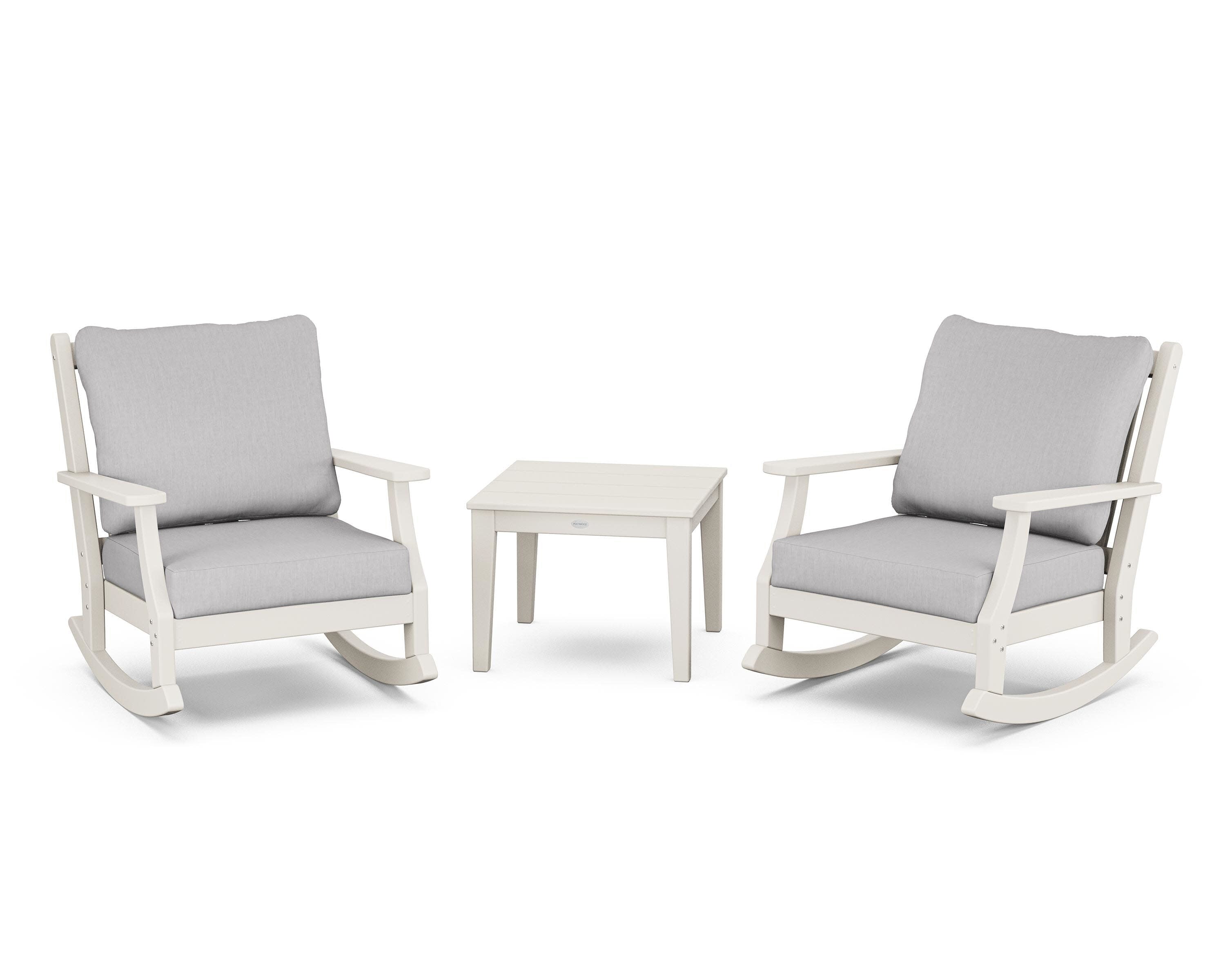 Wovendale 3-Piece Deep Seating Rocker Set in Sand / Granite