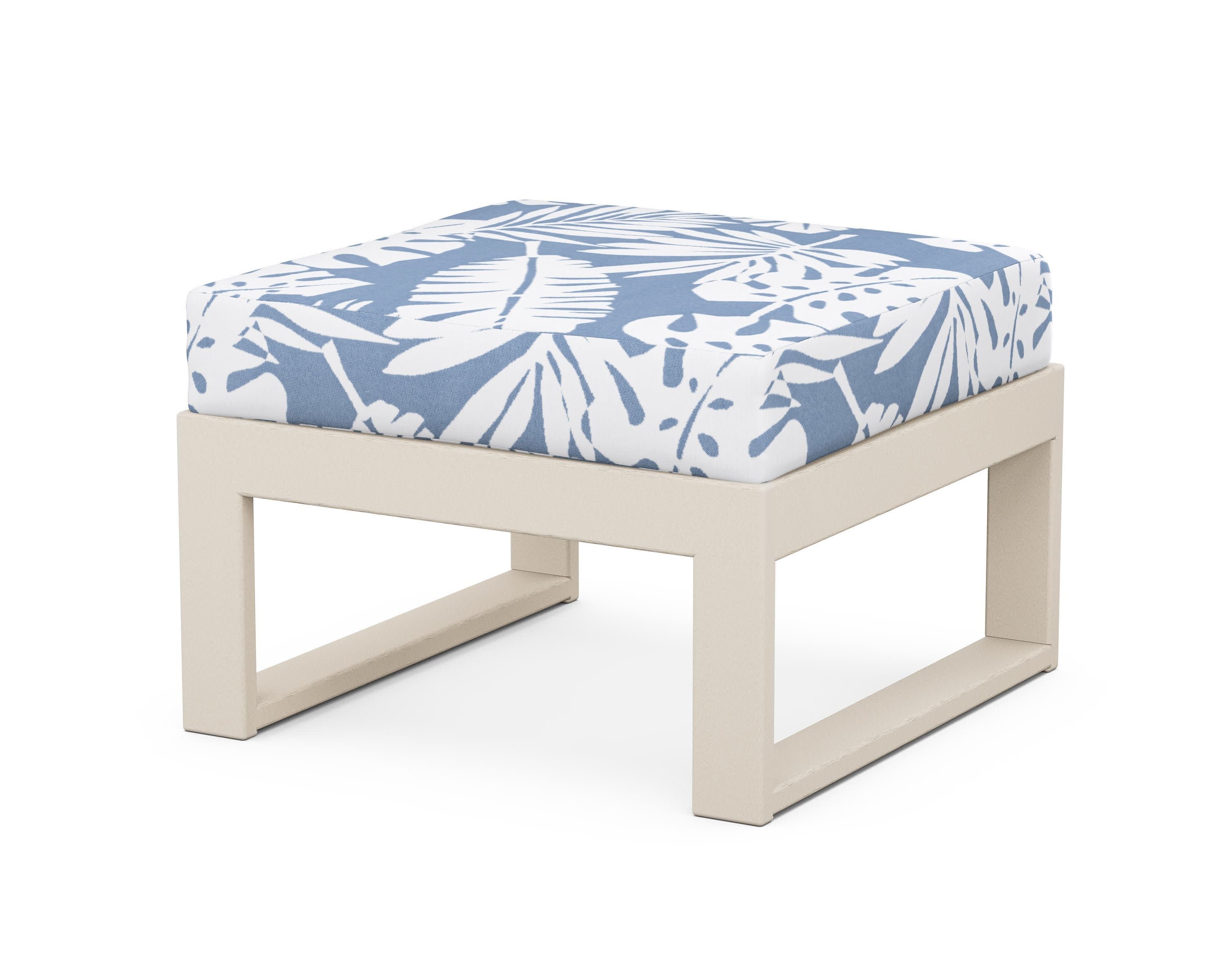 Modular Ottoman - Modern in Sand / Leaf Sky Blue