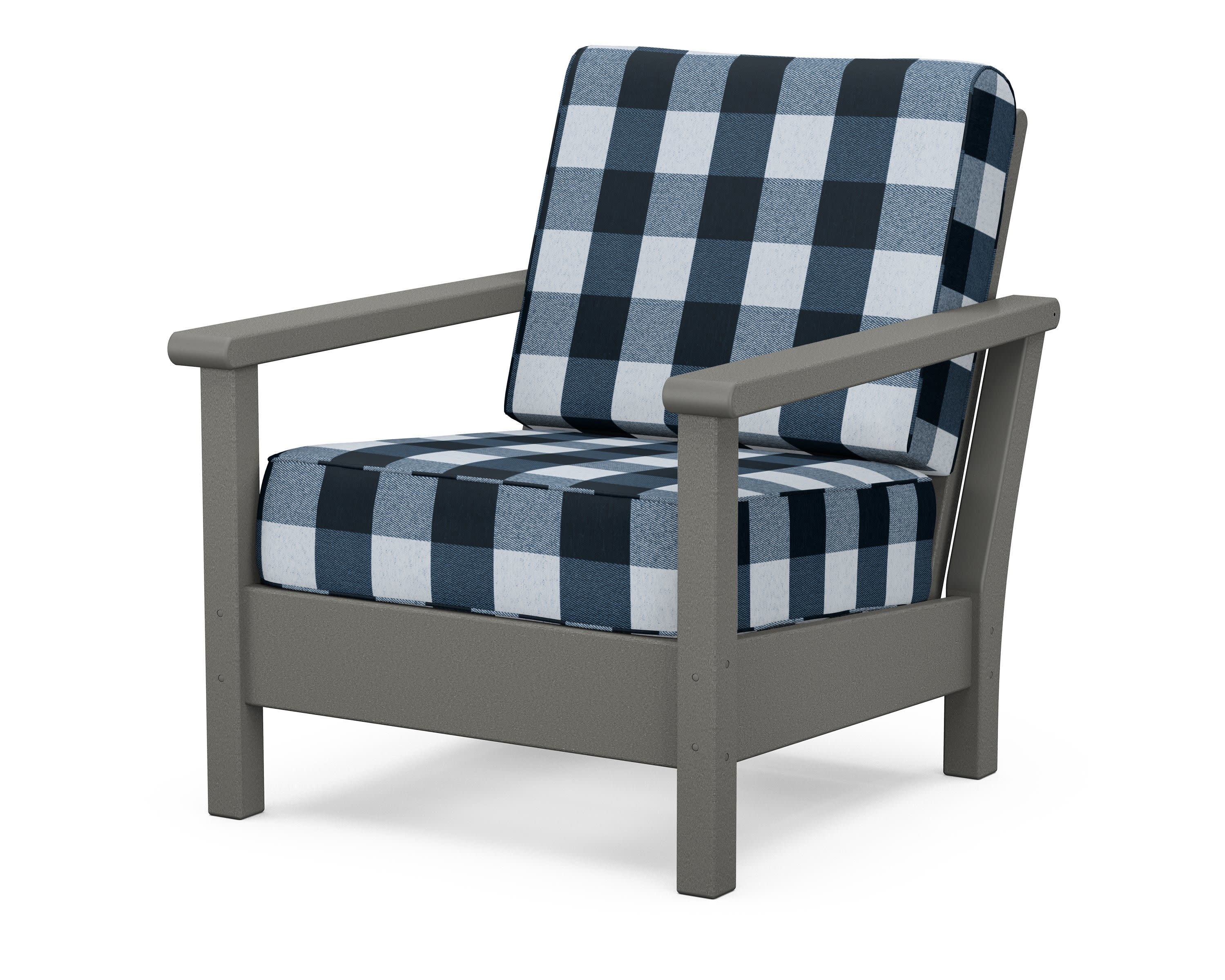 Harbour Deep Seating Chair in Slate Grey / Buffalo Plaid Marine Indigo