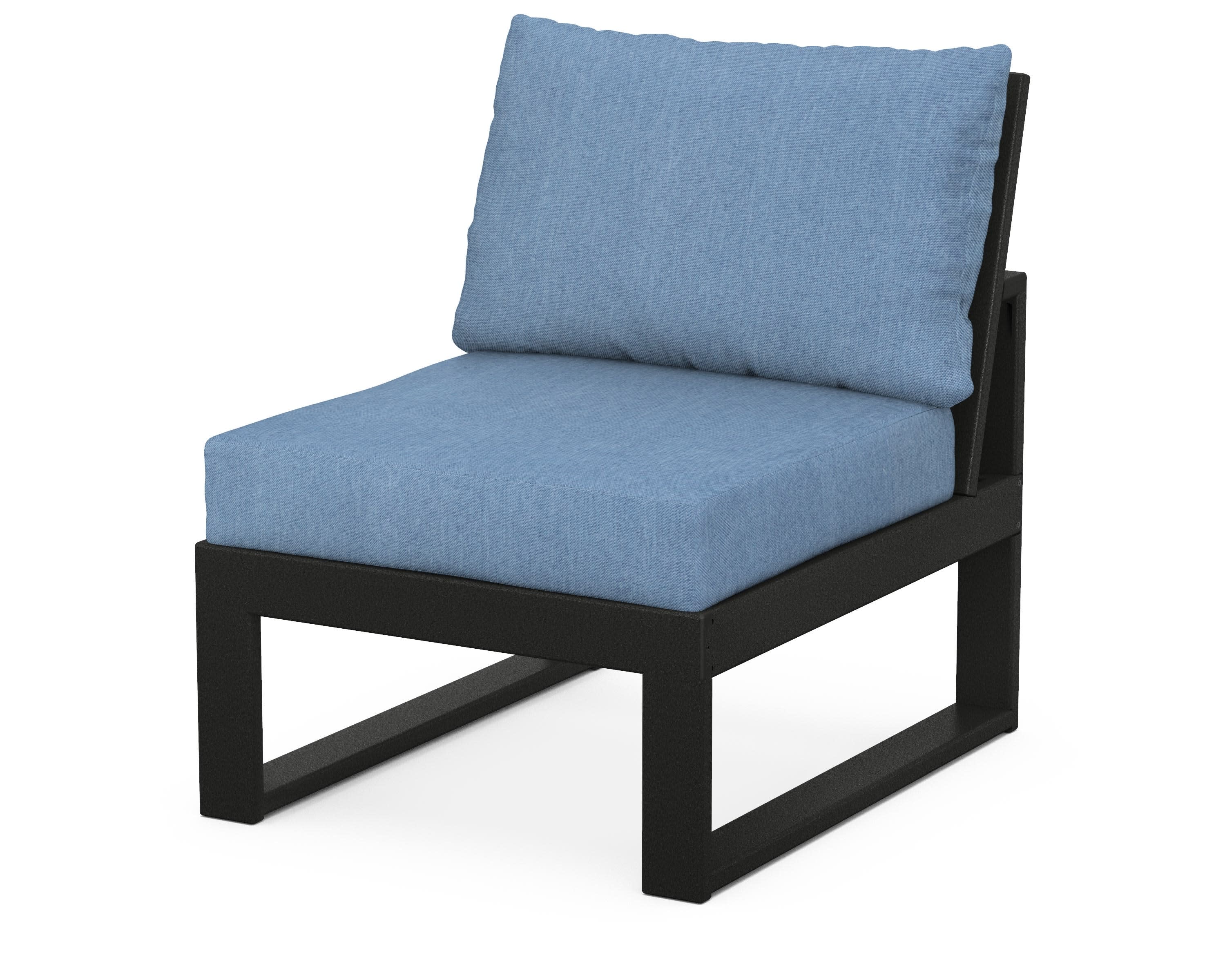 Modular Armless Chair in Black / Sky Blue