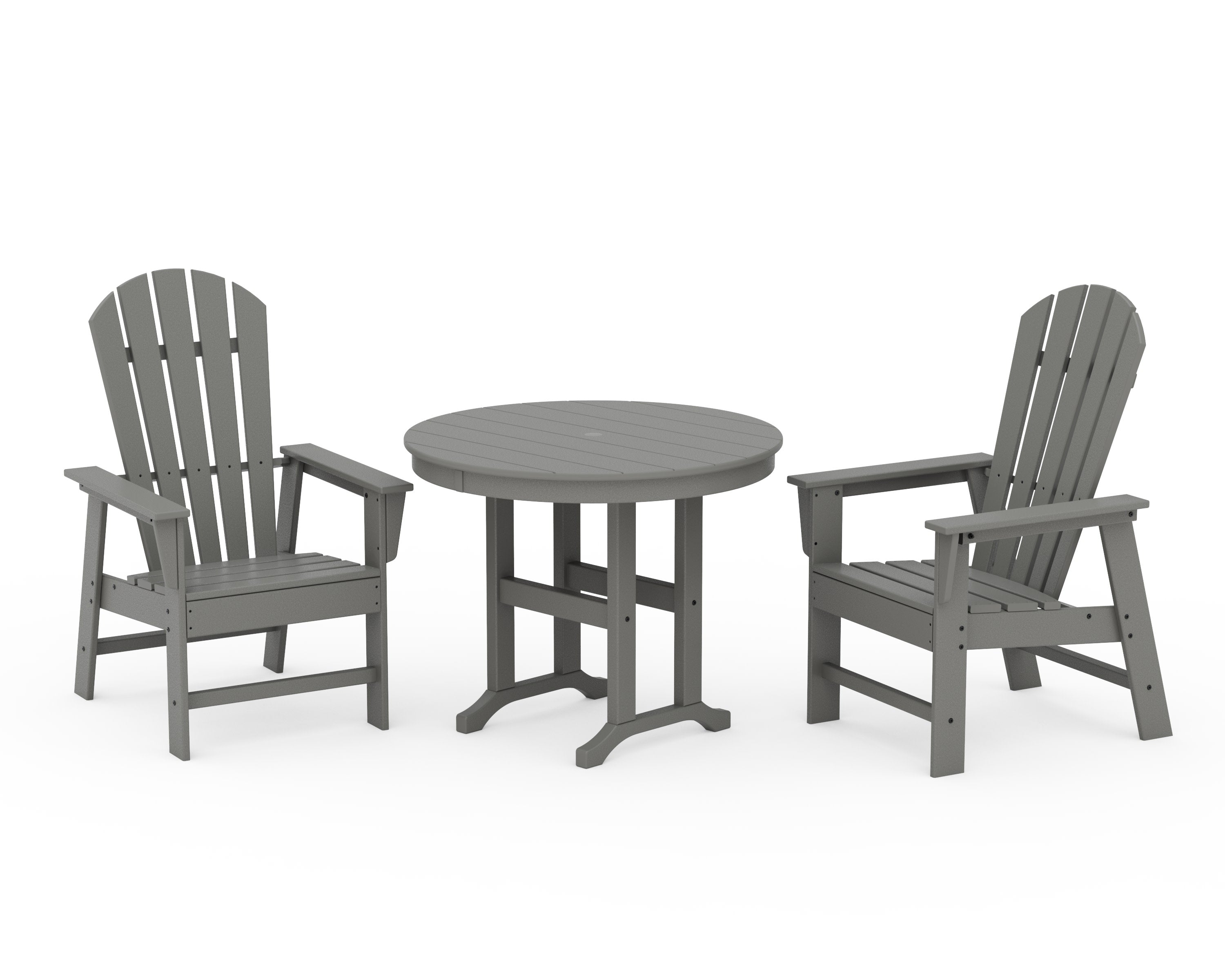 South Beach 3-Piece Round Farmhouse Dining Set in Slate Grey