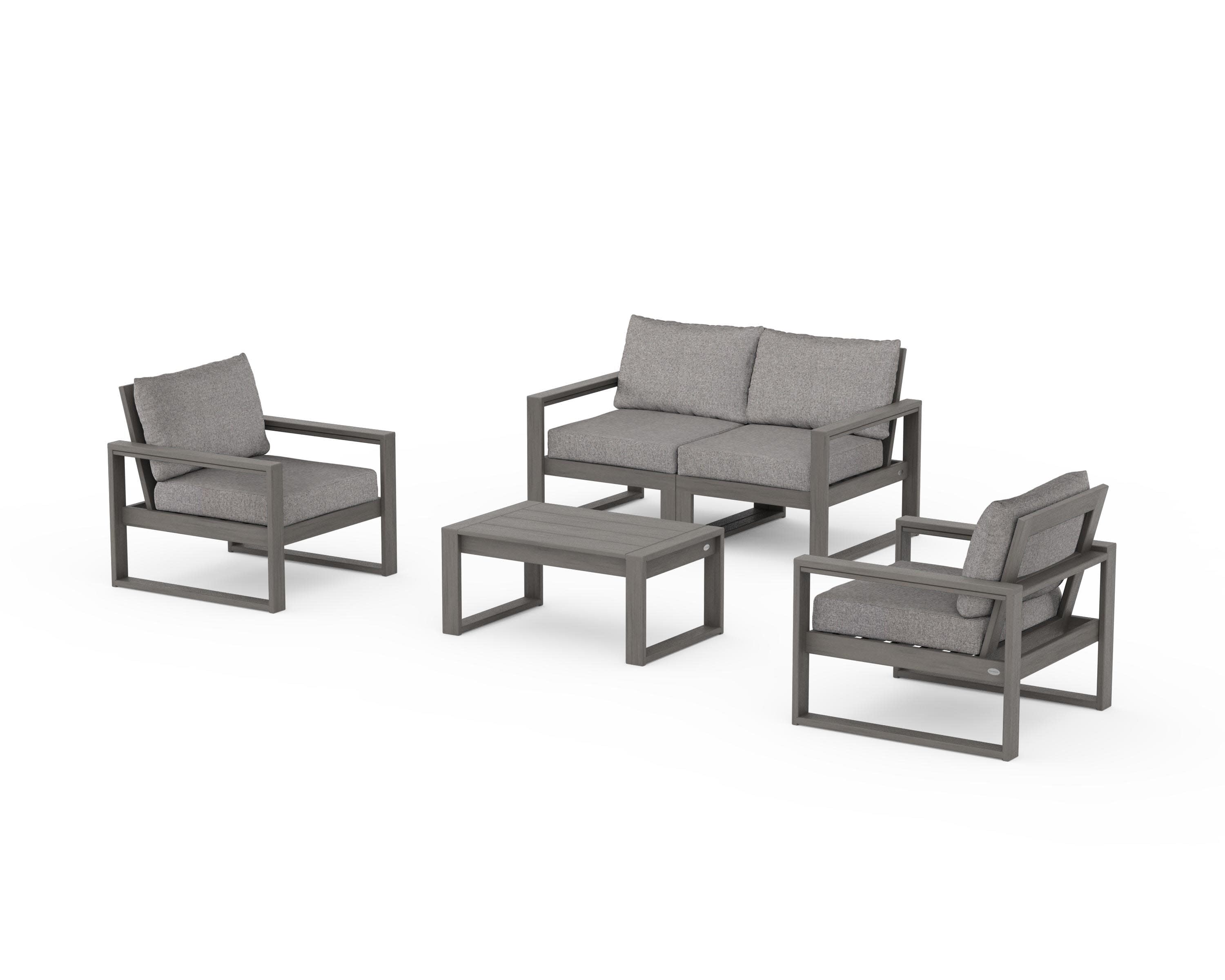 EDGE Sectional 4-Piece Deep Seating Set with Loveseat in Driftwood / Grey Mist