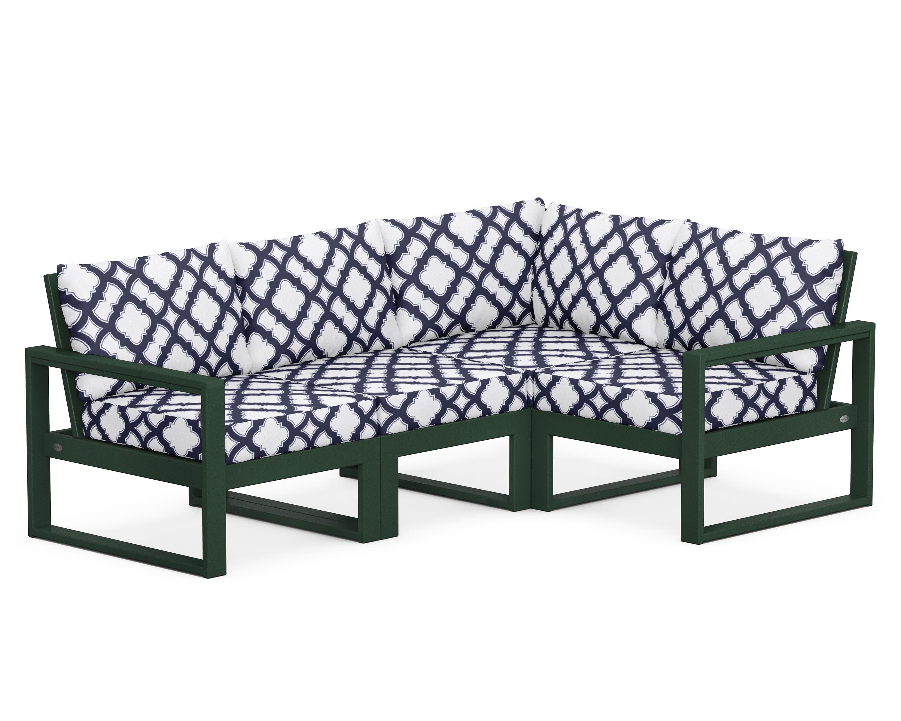 EDGE 4-Piece Modular Deep Seating Set in Green / Trellis Navy