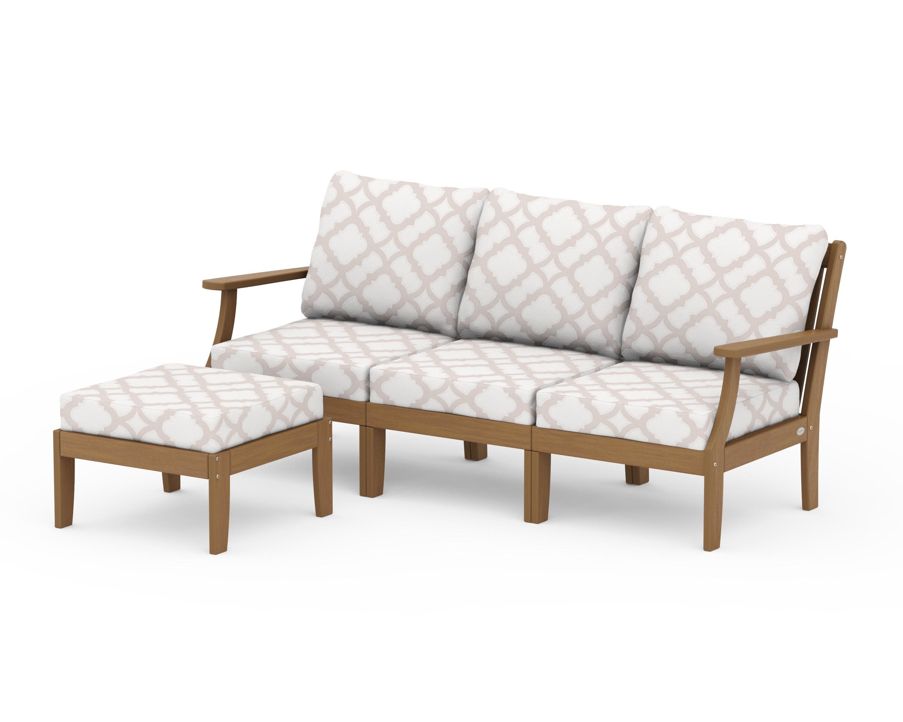 Braxton Modular 4-Piece Deep Seating Set with Ottoman in Natural / Trellis Dune Burlap